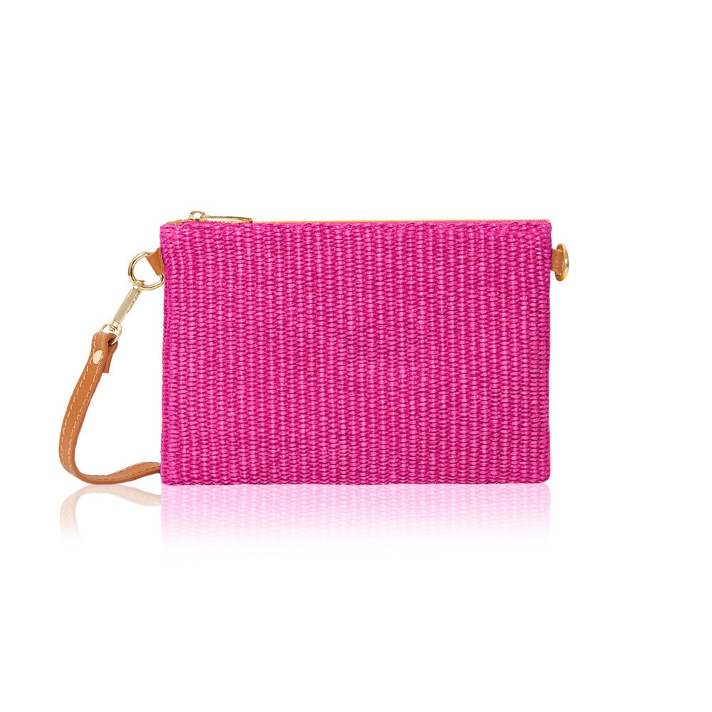 RAFFIA CLUTCH BAG - FUSHIA
