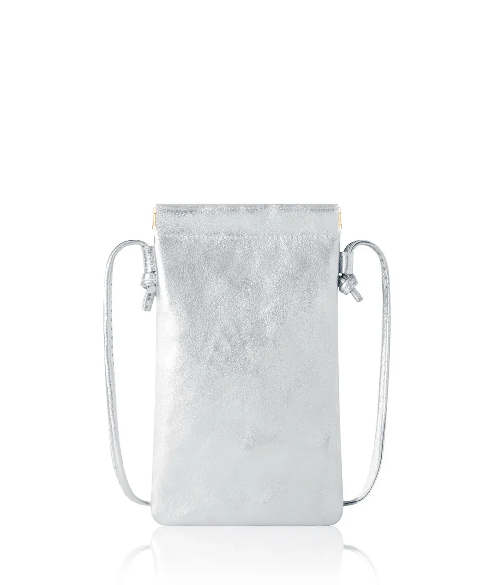 LEATHER CROSSBODY BAG SILVER