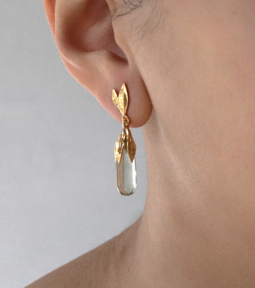 LONG TEARDROP LEAF EARRINGS