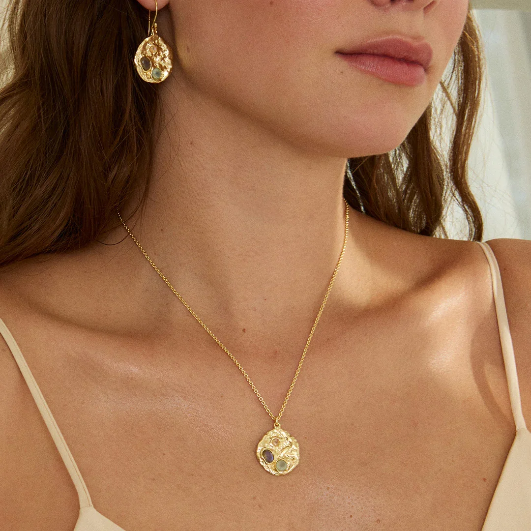 RHODE THREE GEMSTONE COIN NECKLACE