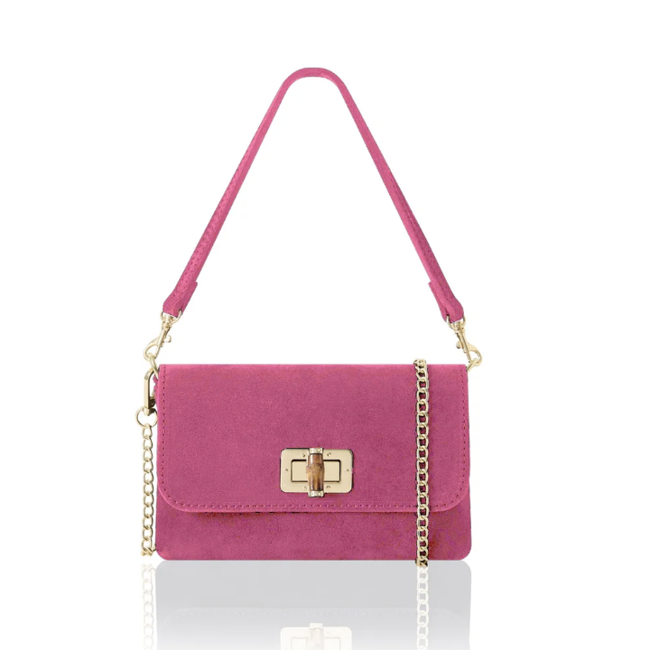 SMALL SUEDE HANDBAG FUCHSIA