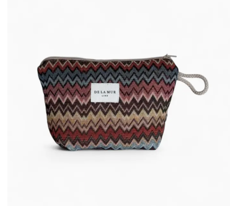 TOILETRY BAG BROWN ZIG ZAG