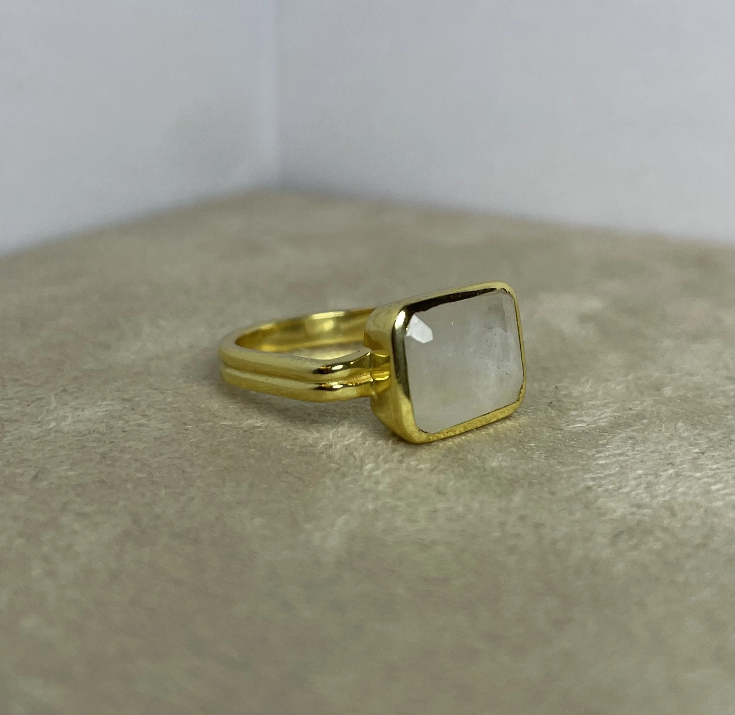 Square moonstone ring