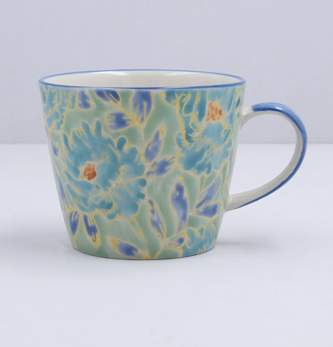 BLUE DRAMA PEONIES MUG