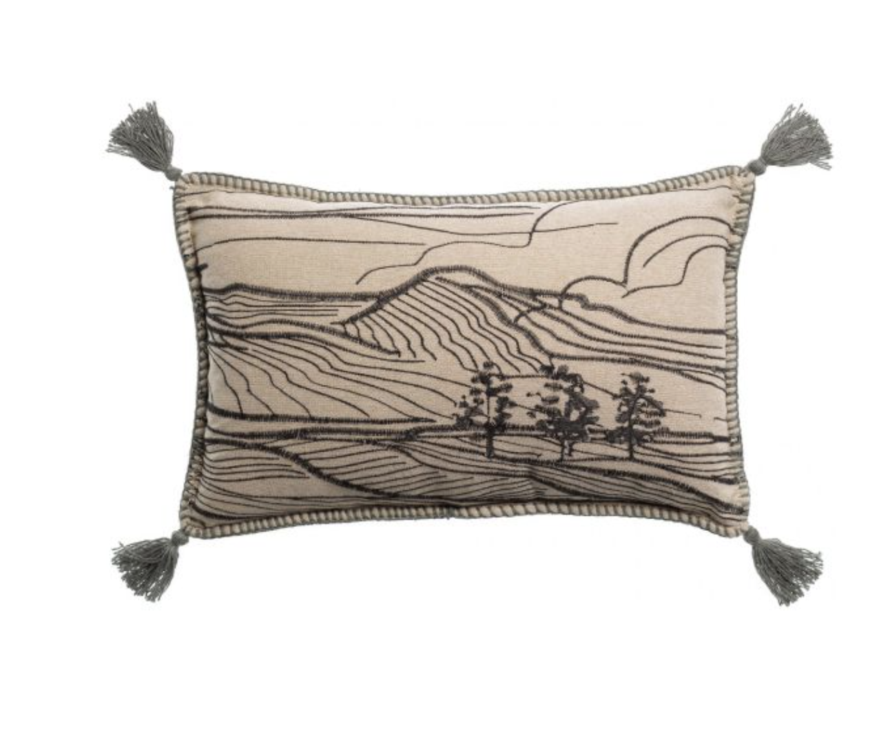 DUSKO EMBROIDERED CUSHION SMALL - THYME