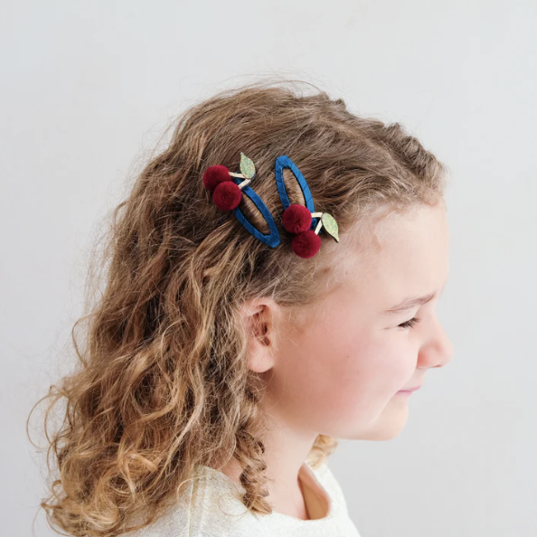 POM POM CHERRIES HAIR CLIPS