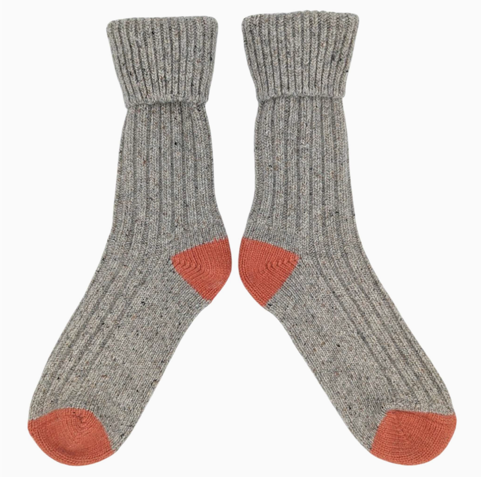 RECYCLED SILK BLEND RIBBED SOCKS GREY