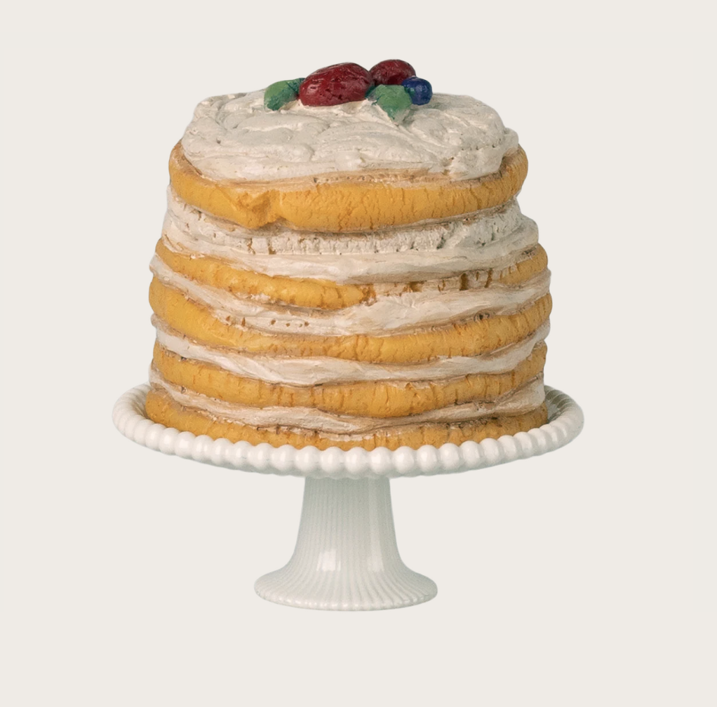 PARTY CAKE AND CAKE STAND. MOUSE - OFF WHITE