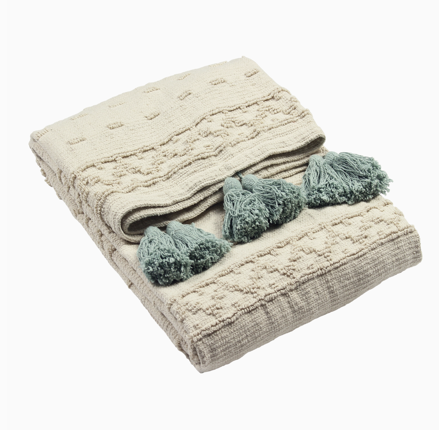 BOHO TUFTED THROW  SEAFOAM