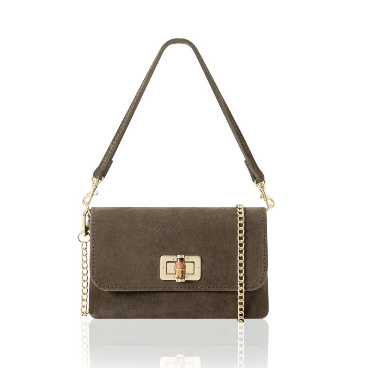 SMALL SUEDE HANDBAG DARK TAN