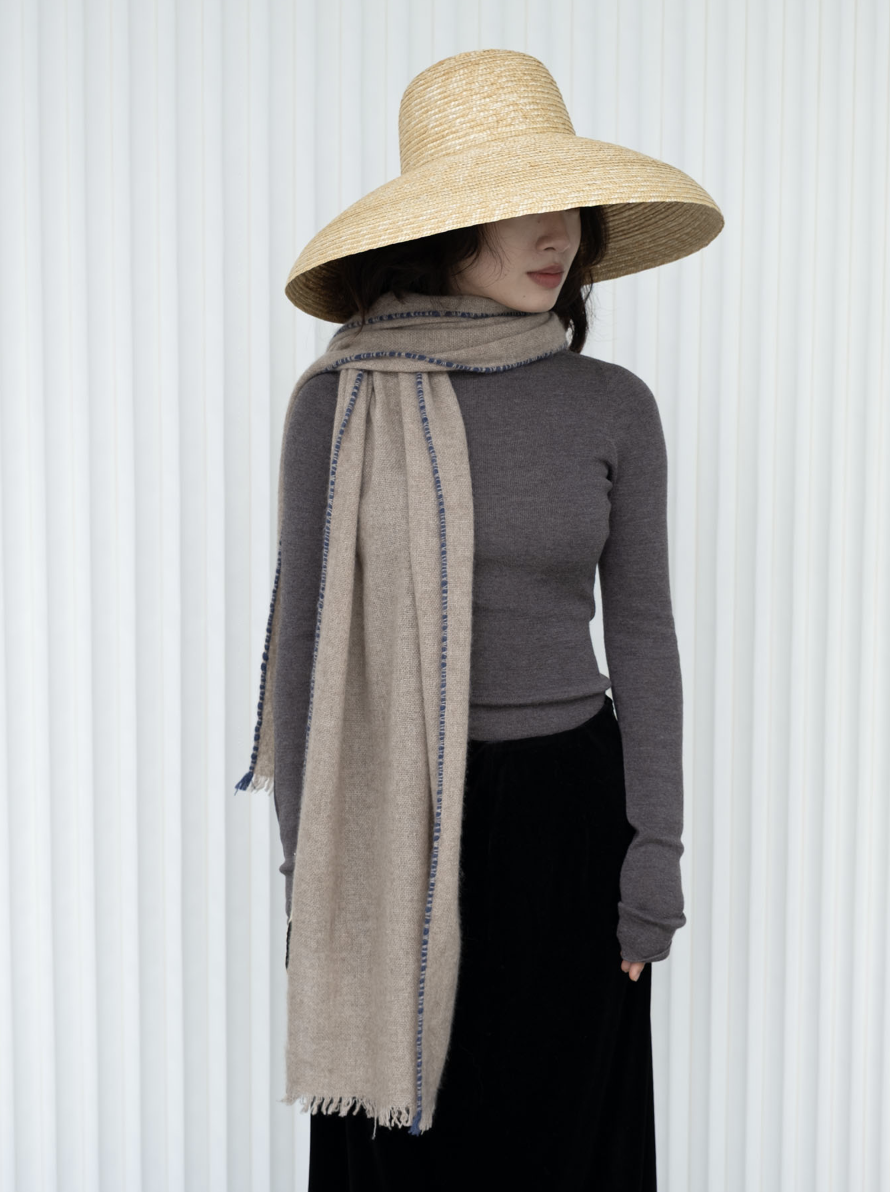 WEAVER CASHMERE SCARF BEIGE