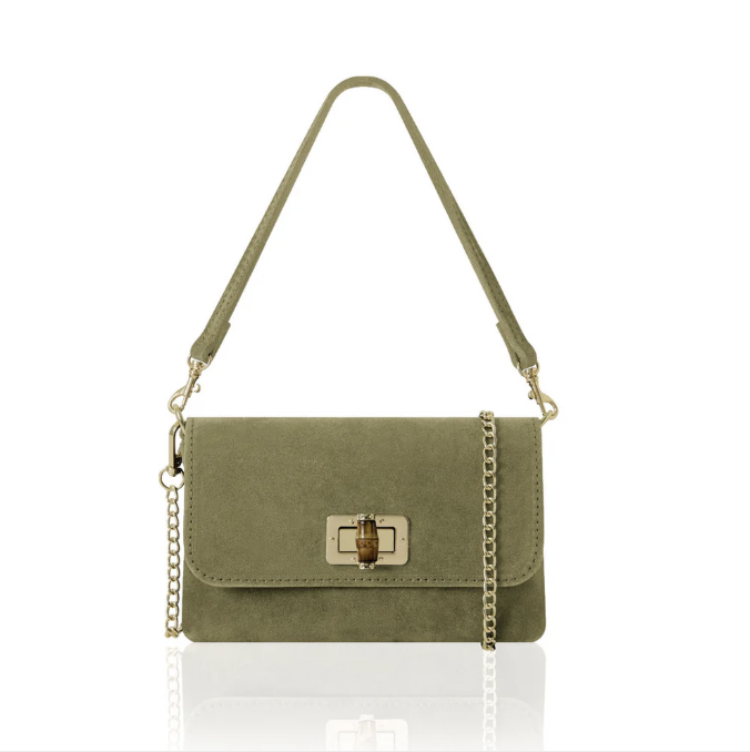 SMALL SUEDE HANDBAG OLIVE GREEN
