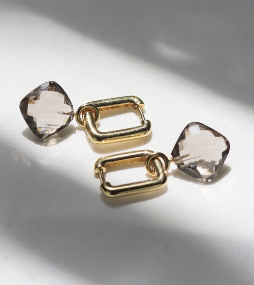 RECTANGULAR HOOPS & CUSHION CUT CHARM