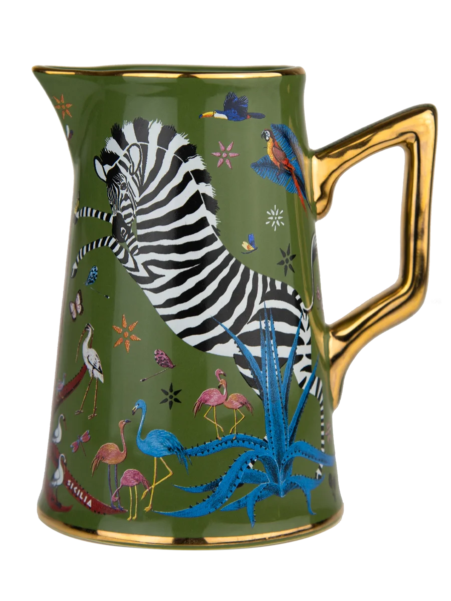 ORTIGIA SICILLIA CERAMIC JUG GREEN