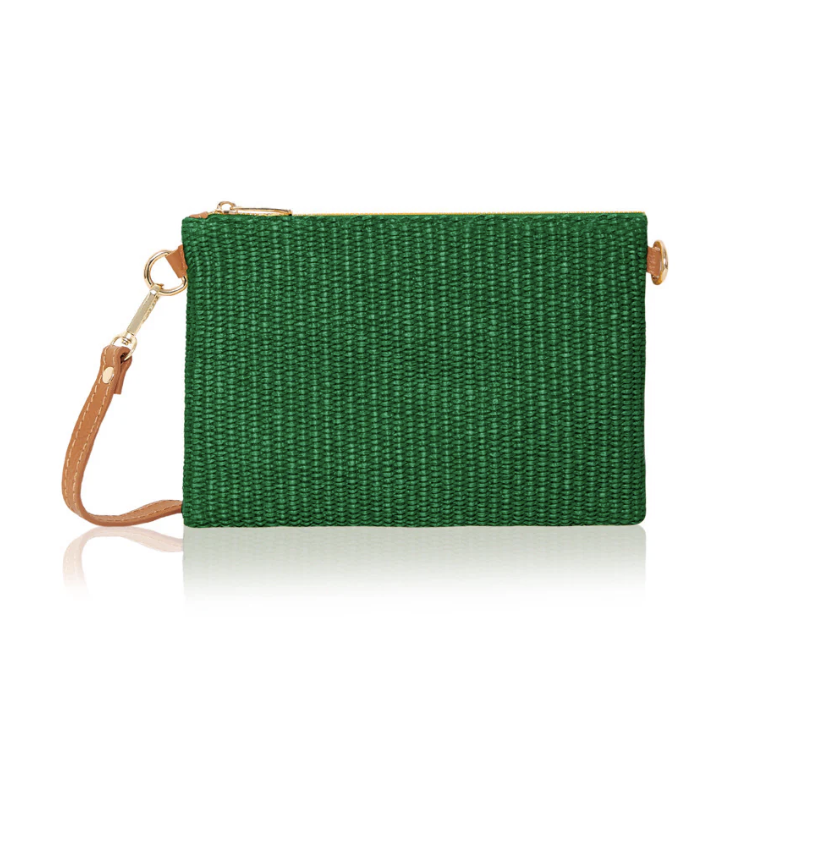 RAFFIA CLUTCH BAG - GREEN