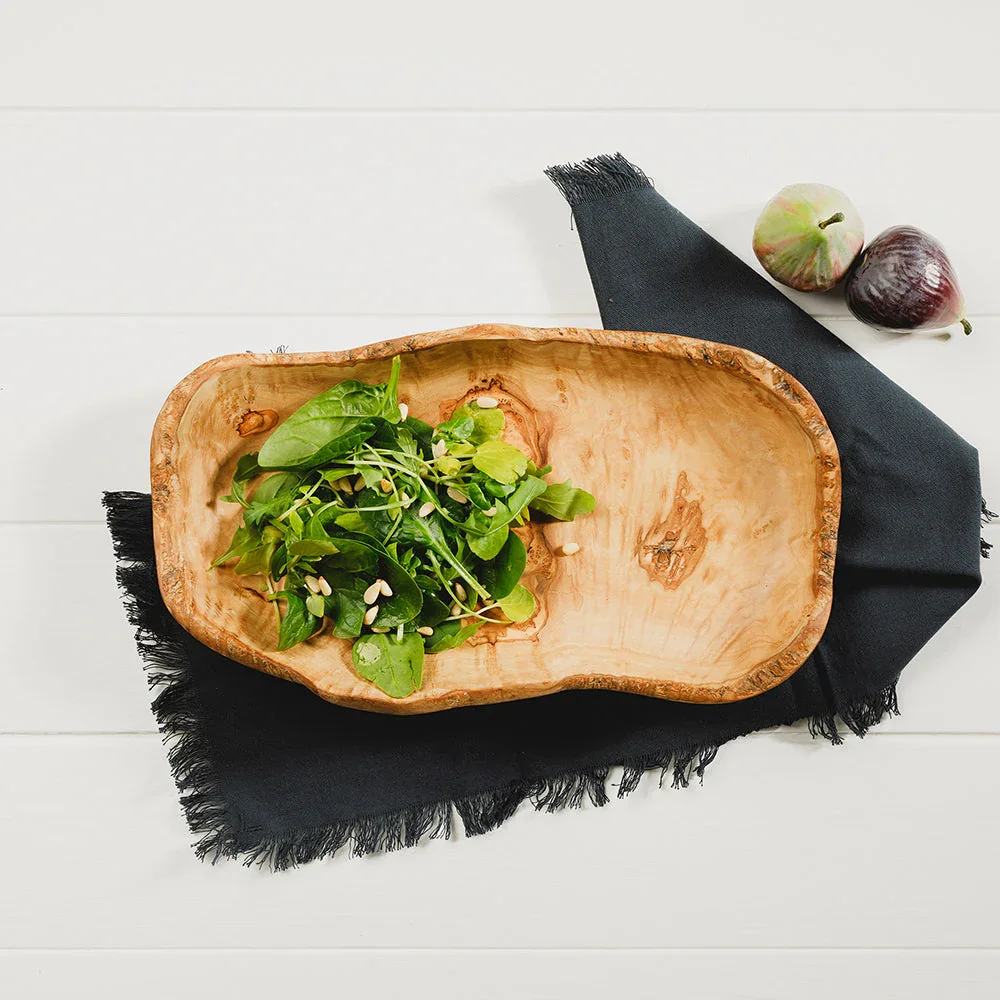 Olive Wood Low Rise Rustic Bowl