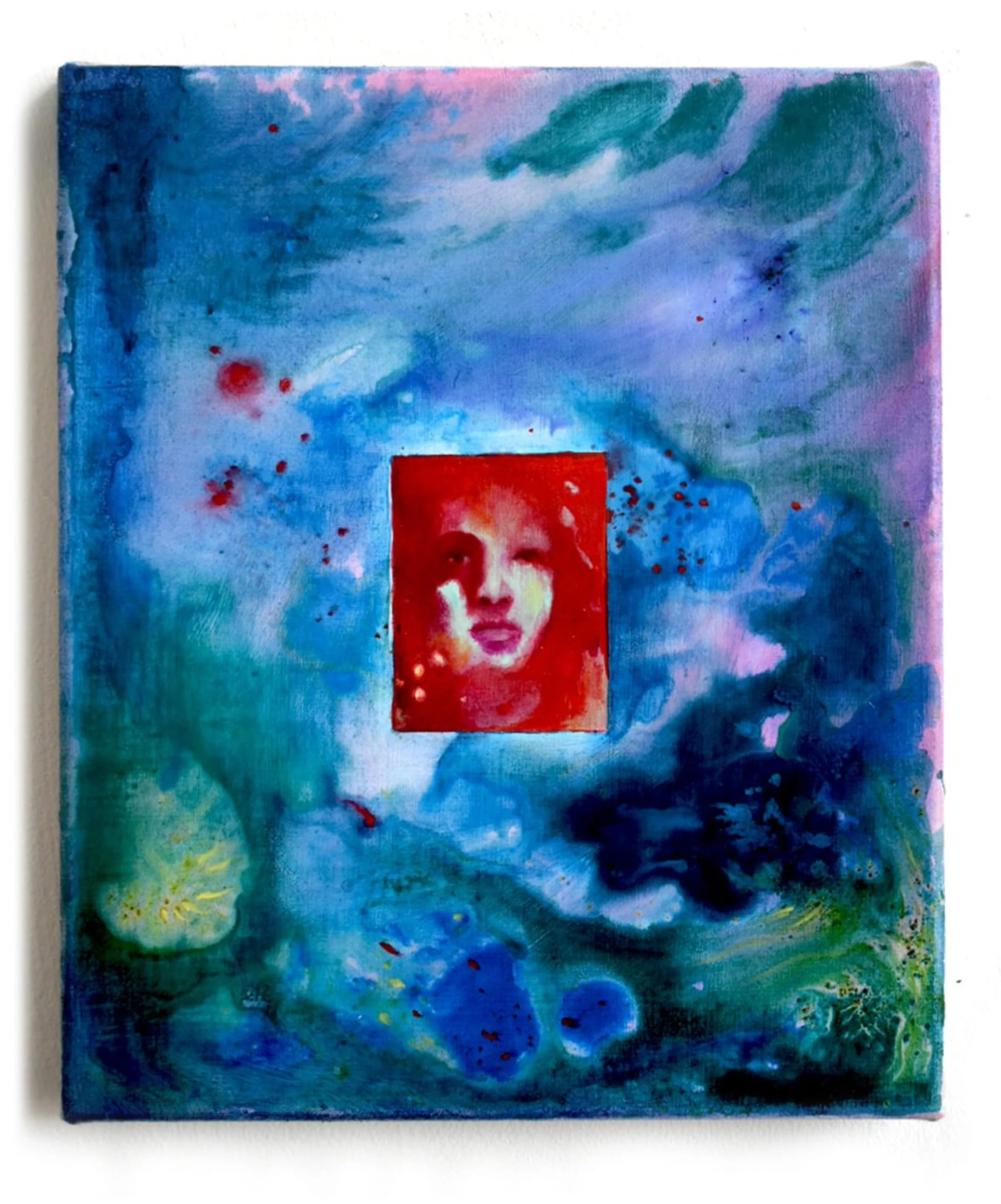 Transience, acrylic, watercolour powder and oil on linen, 25x30x1.8cm, 2026