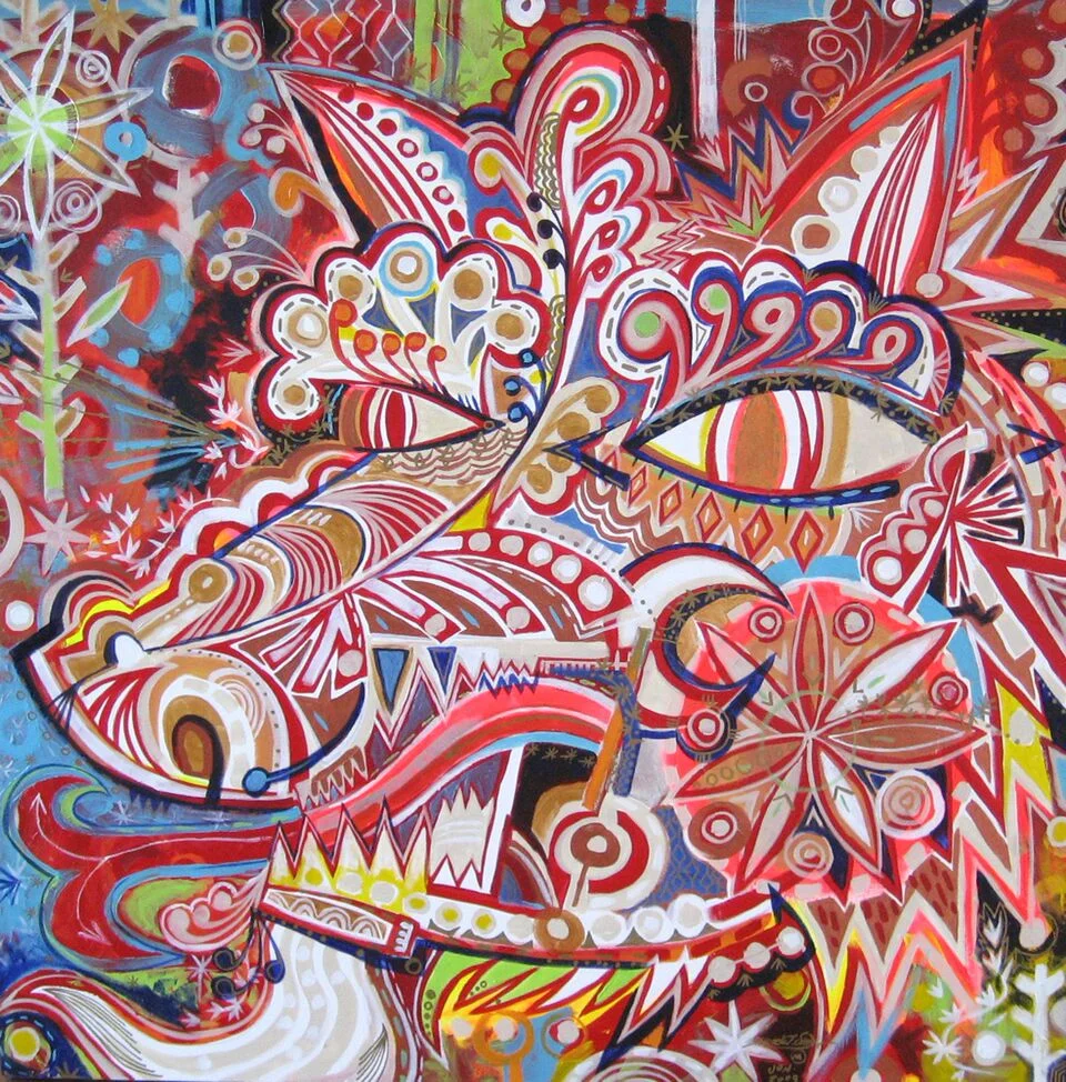 "Dog head Chaos" / Mixed Media / 48"WX48"HX2"D / Stretched canvas / 2010 / $15,000