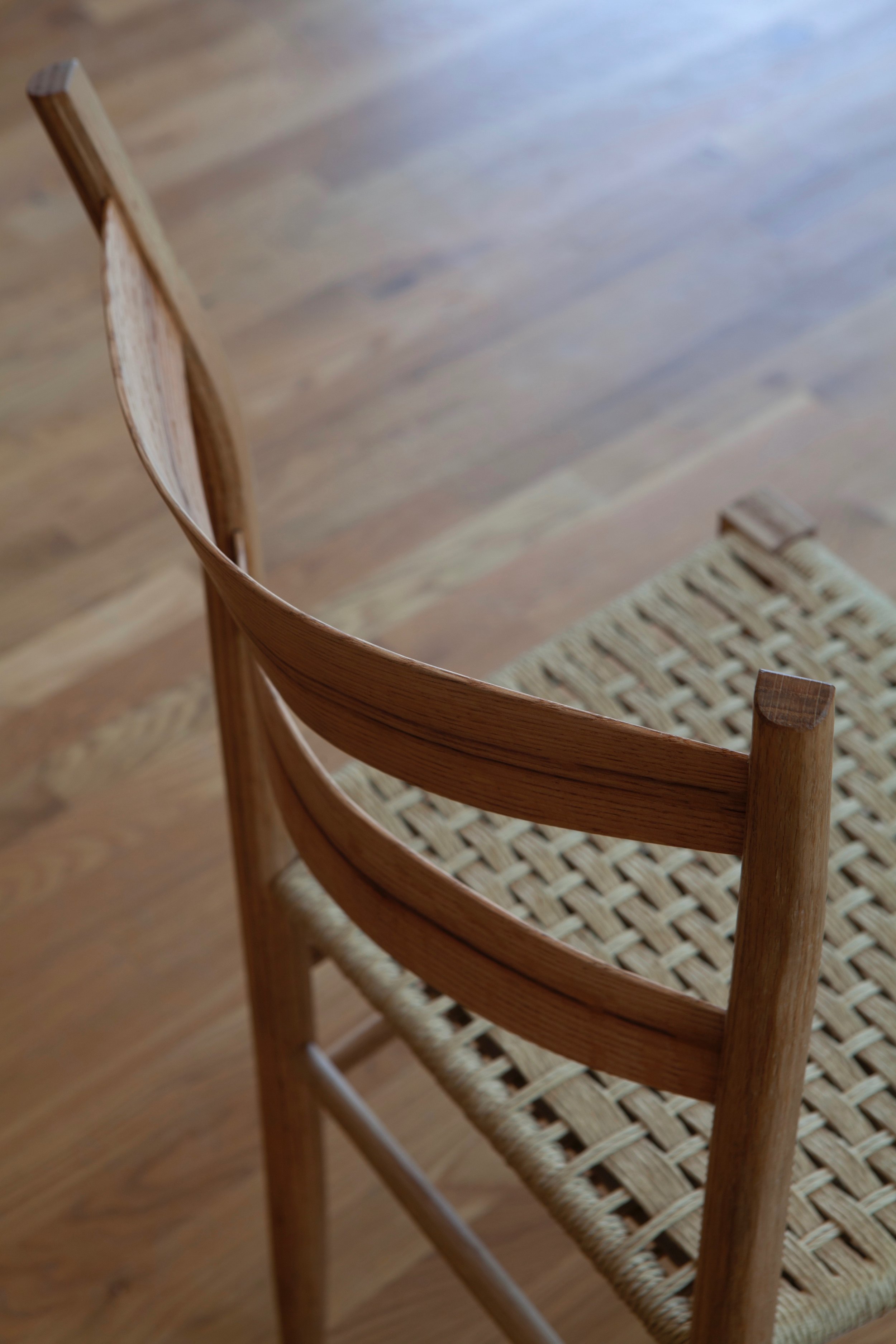 The cord complements the delicate, thin and yet strong and sturdy feel echoed in each element of the chair. While a good deal more work, the look and durability both make this material a nice choice.