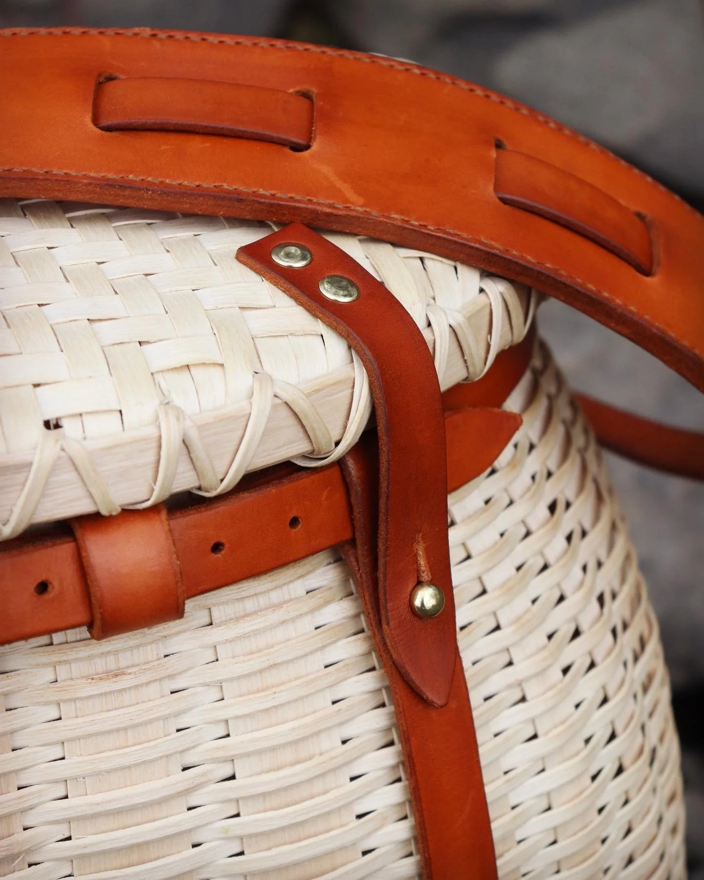  The leather on this piece is entirely custom, including all brass hardware and a homemade dye color. 