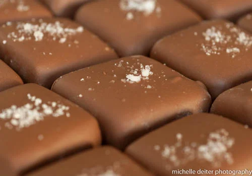 Chocolate-covered caramels topped with salt