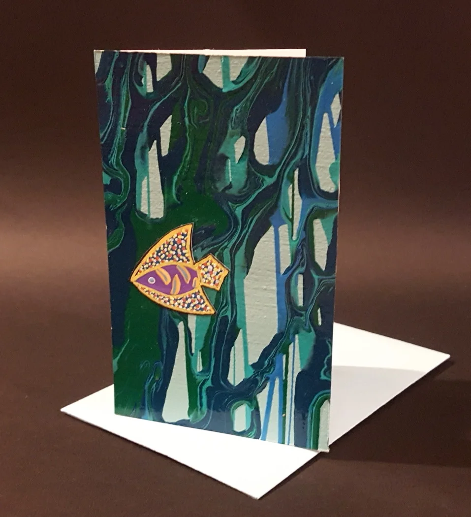  Water = acrylic enamel, Goldfish = gouache 