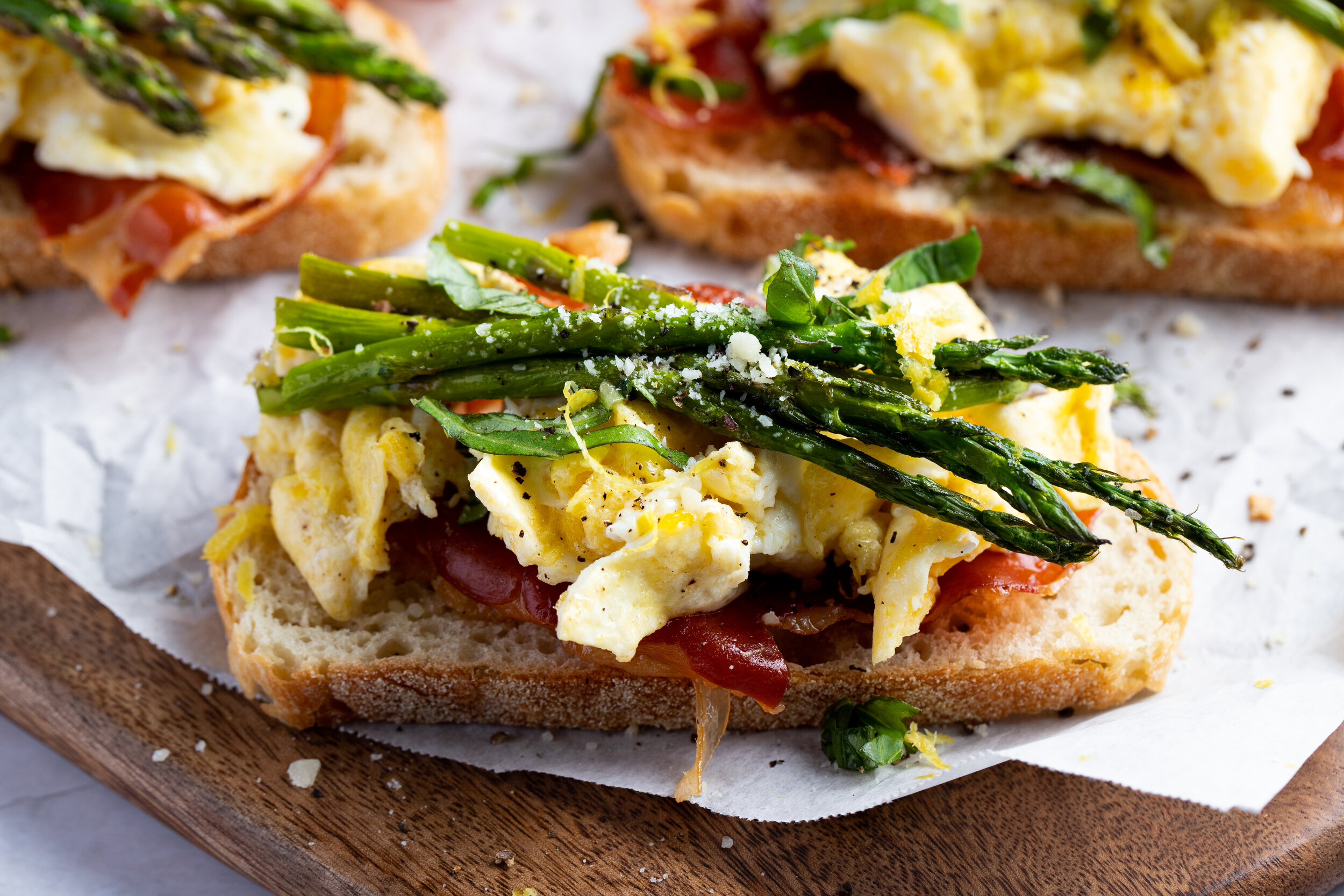 Toast with Asparagus, Scrambled Eggs and Prosciutto — Michigan Asparagus