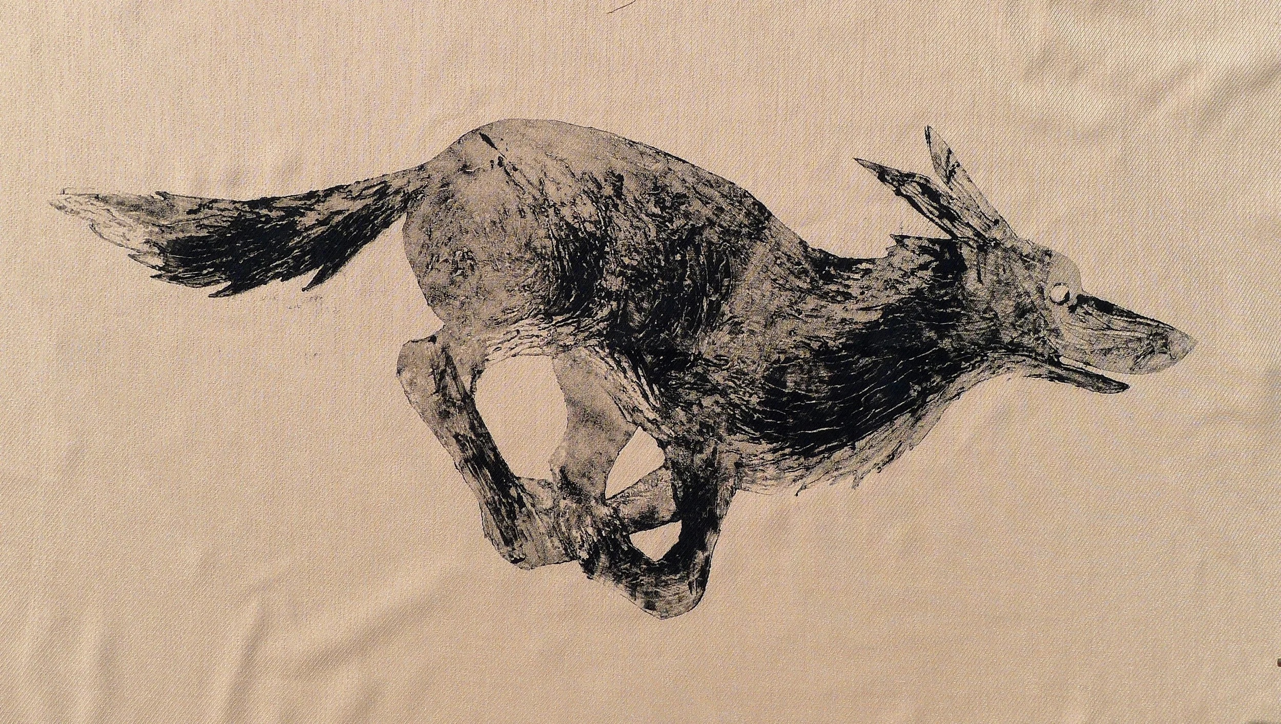 Wolfdog on fabric