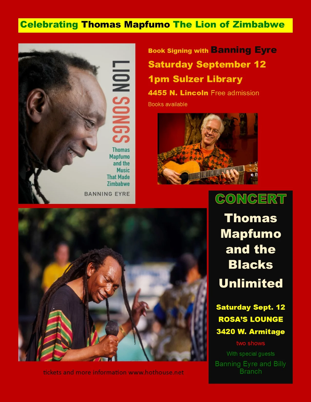 Chicago, IL: Thomas Mapfumo concert celebrating LION SONGS