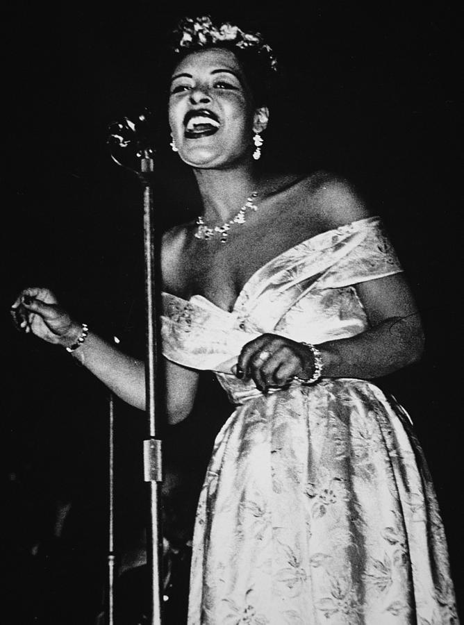 Billie Holiday performing in 1949. It could not have been easy for her to compose and perform in a male-dominated industry, but she managed to become one of the most influential musicians in American history.