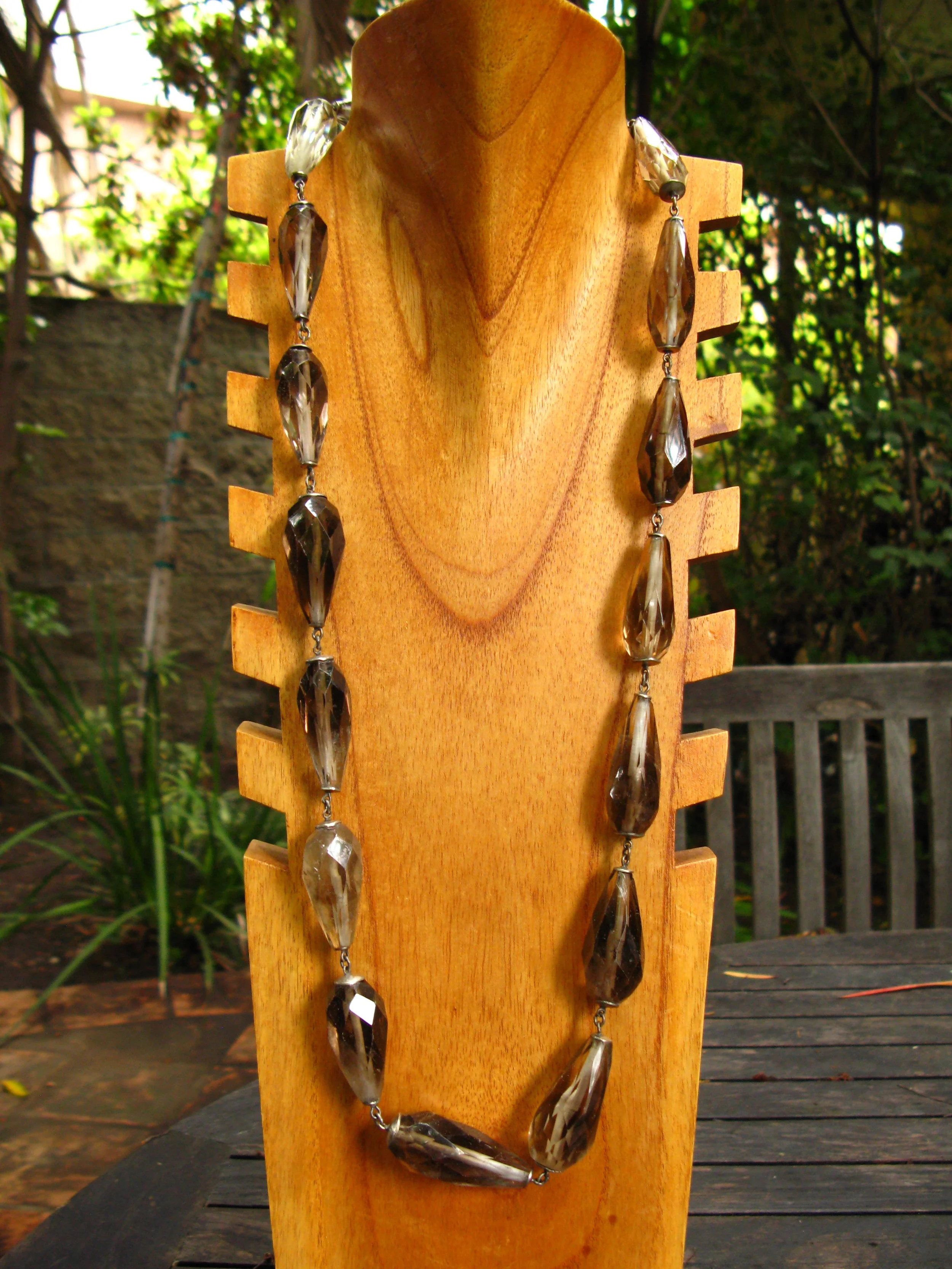 Teardrop Smoky Quartz Chain Long