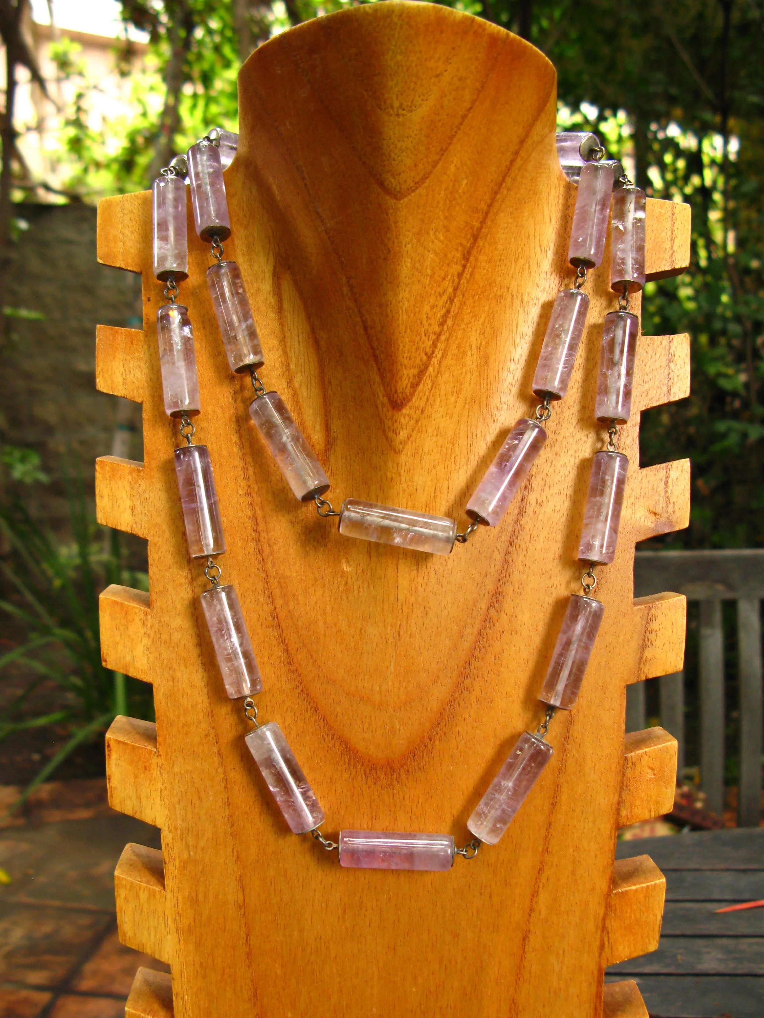 Amethyst Cylinder Chain Double Front