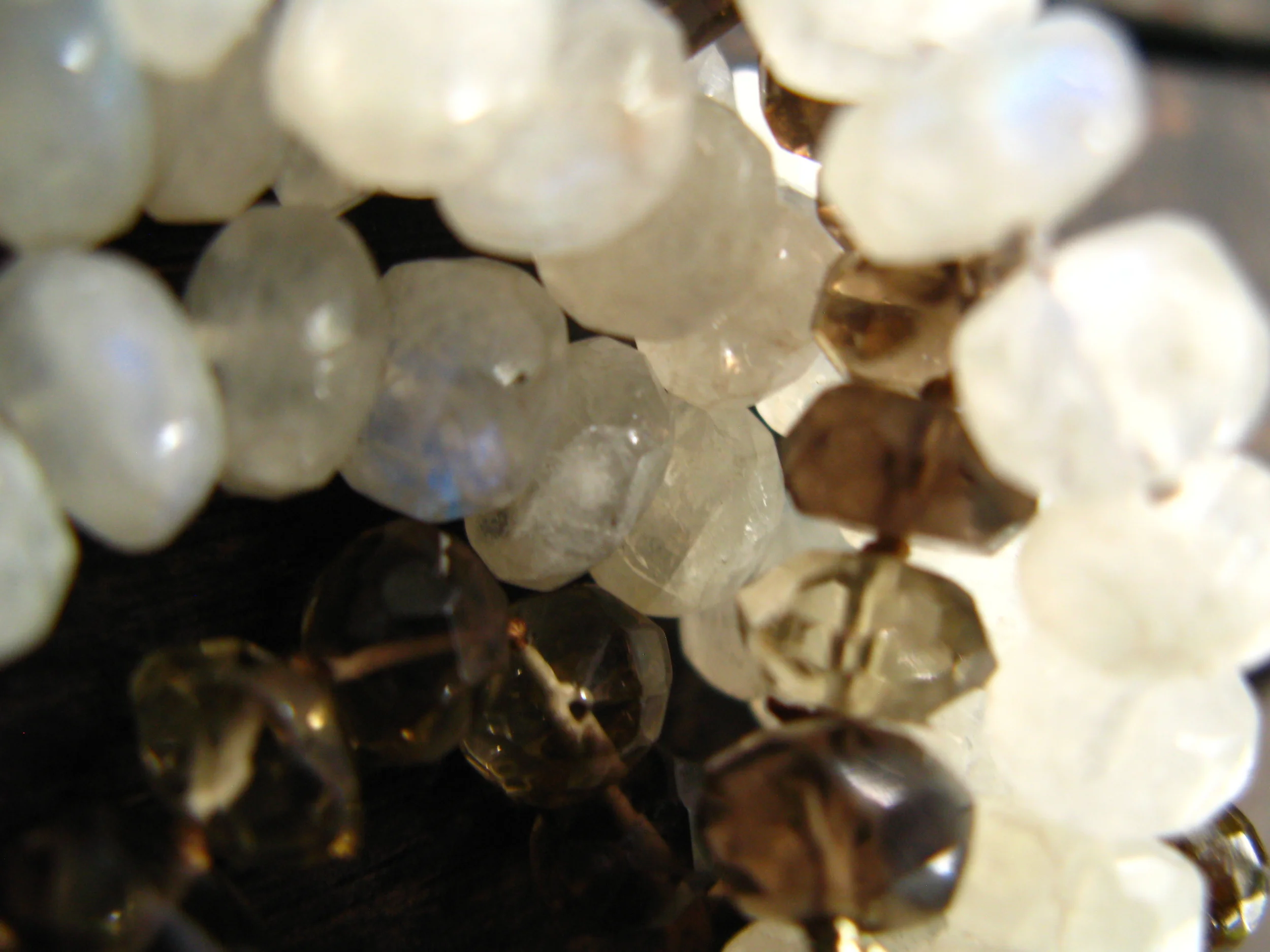 Moonstone and Smokey Quartz Bracelet Close Up