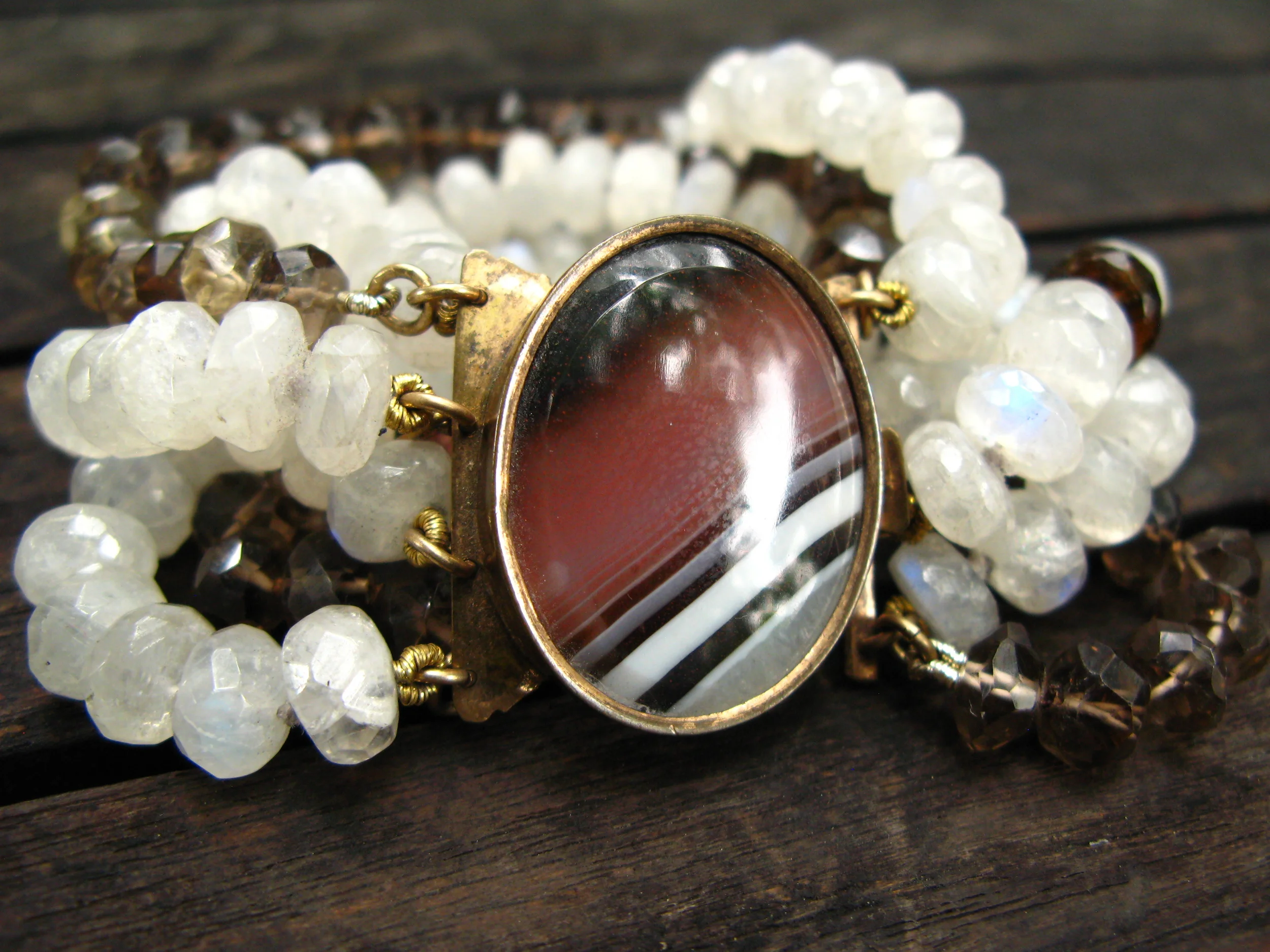 Moonstone and Smokey Quartz Bracelet Full