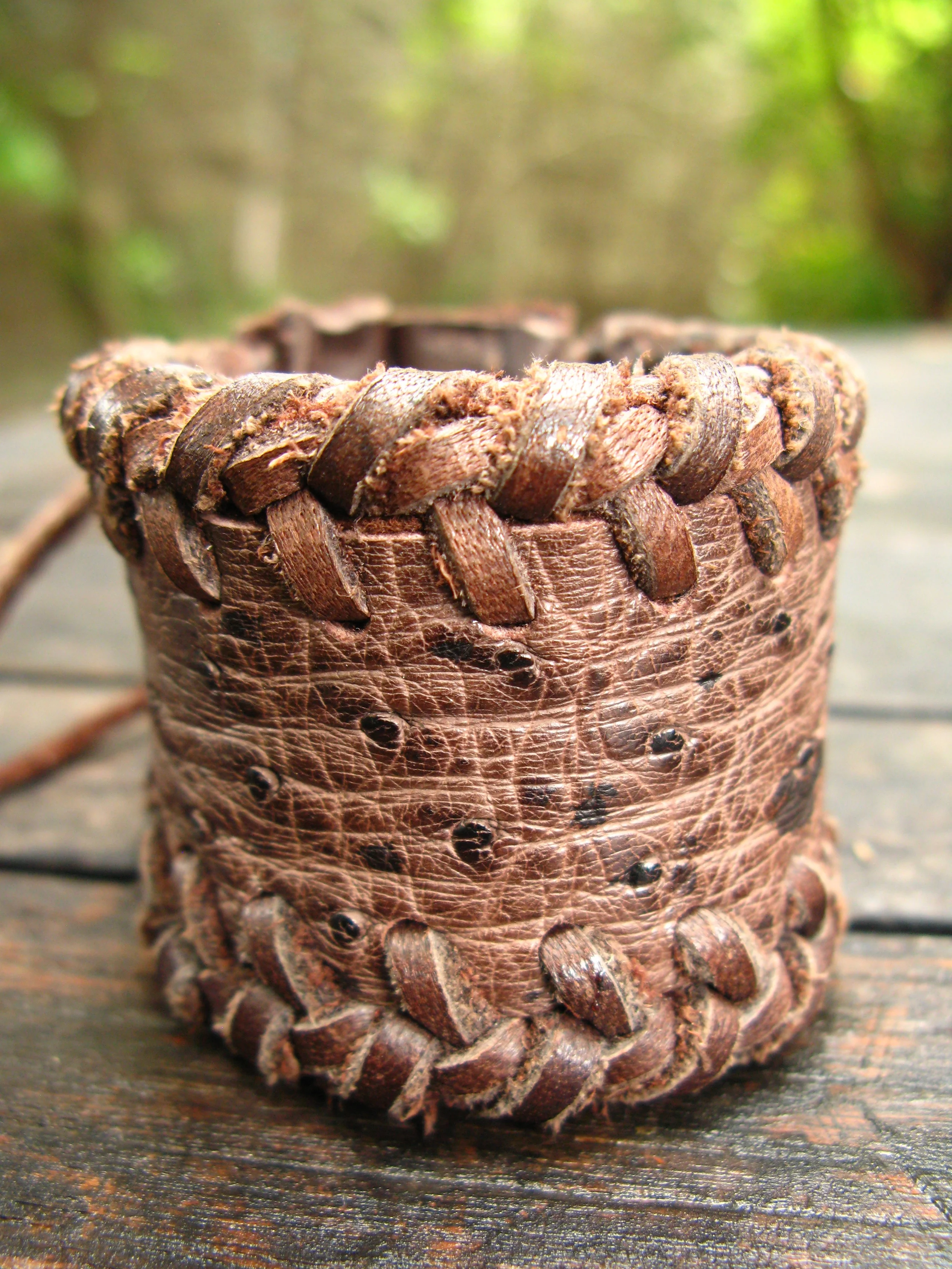 Leather Ostrich Cuff Close Up