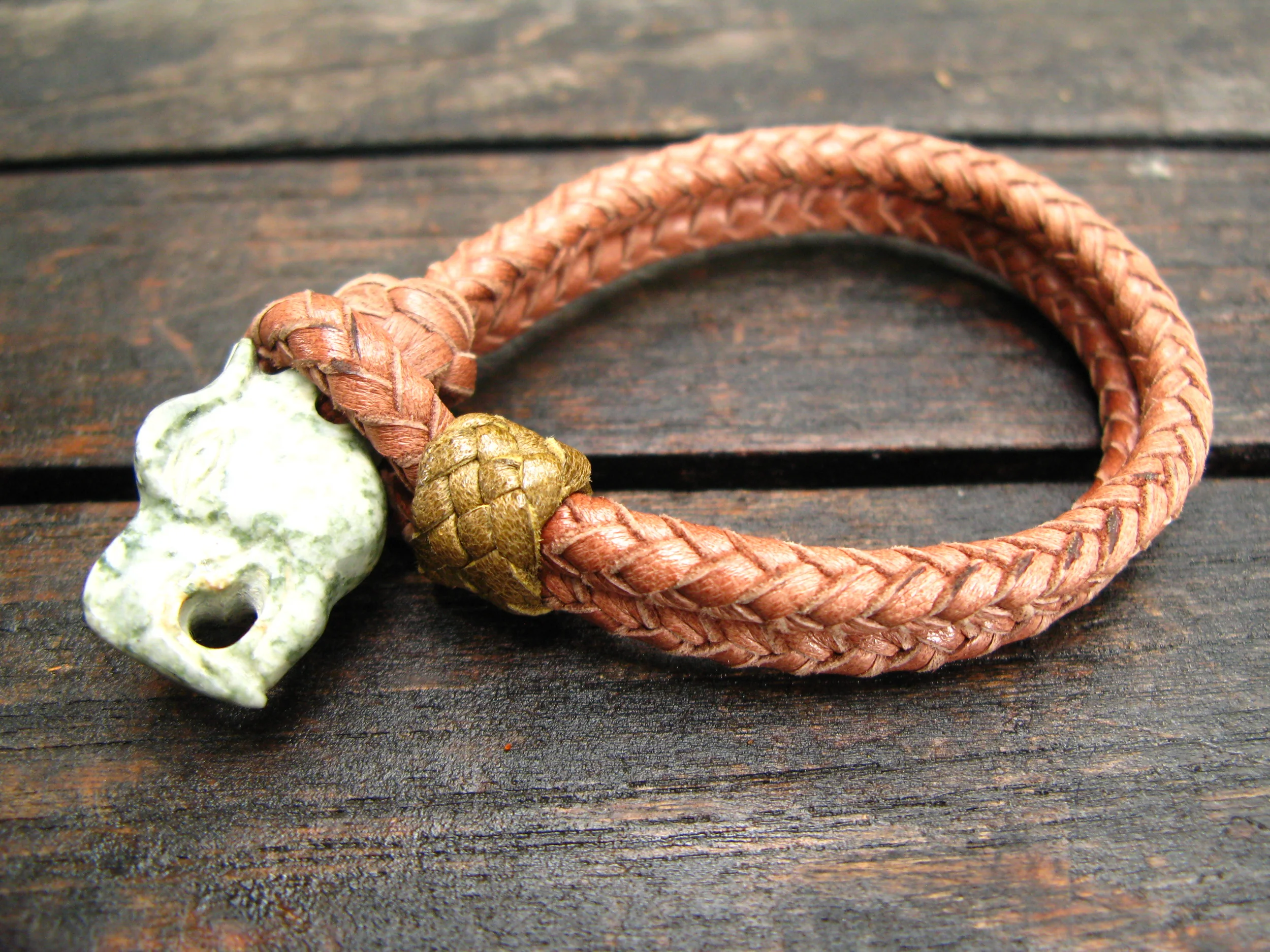 Leather and Jade Dragon Bracelet Full