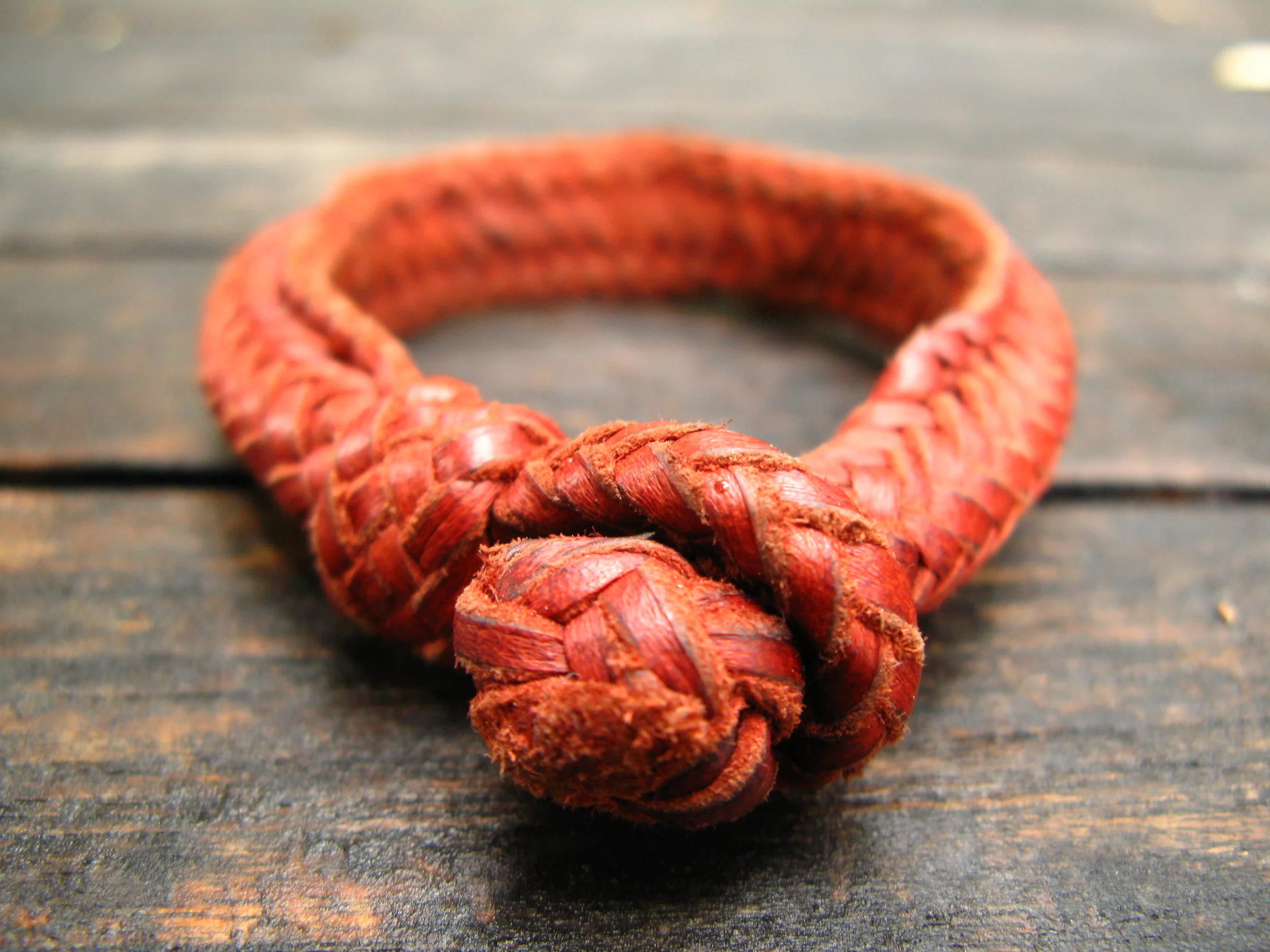 Red Leather Woven Bracelet Close Up Clasp