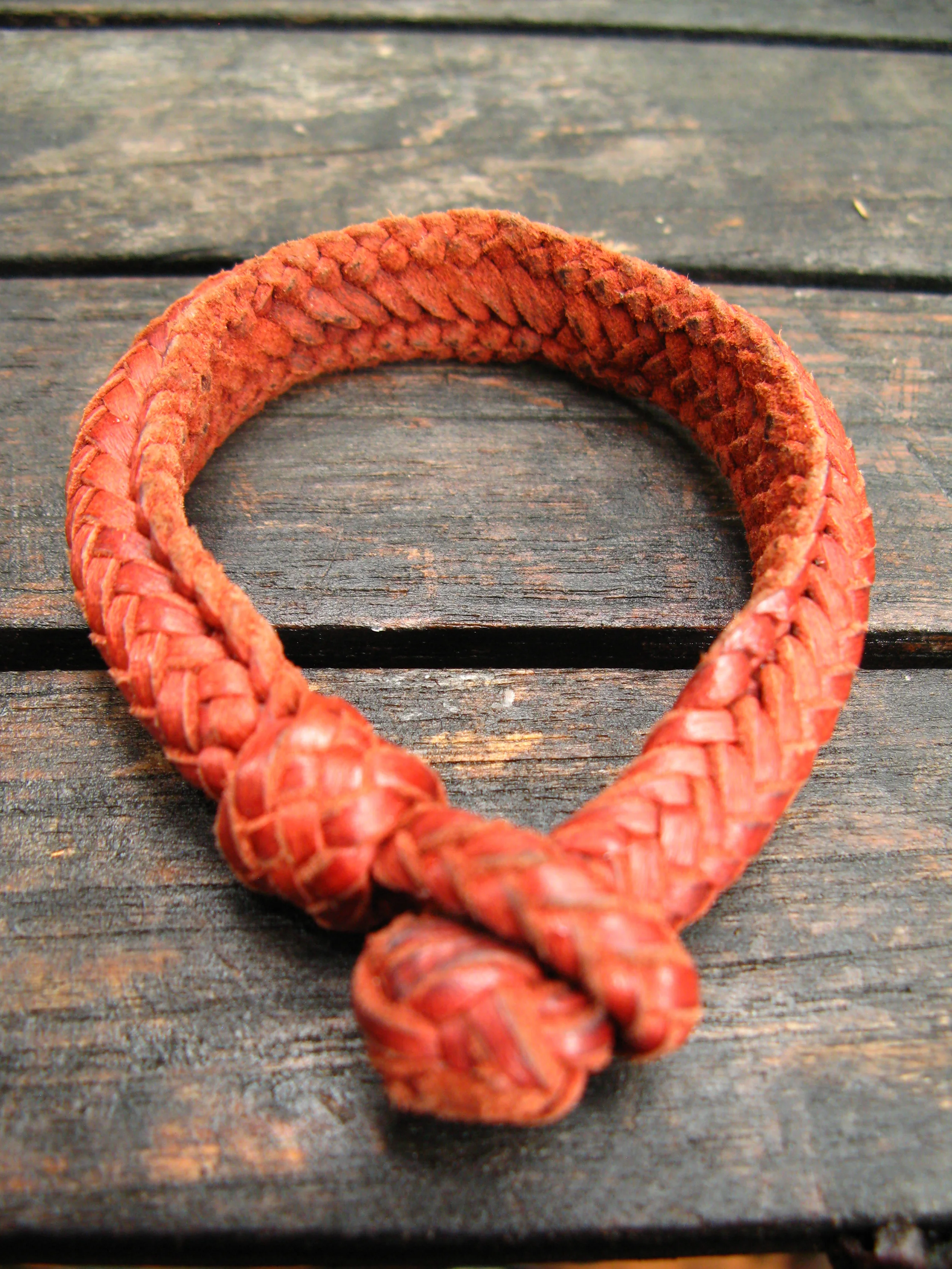 Red Leather Woven Bracelet Full