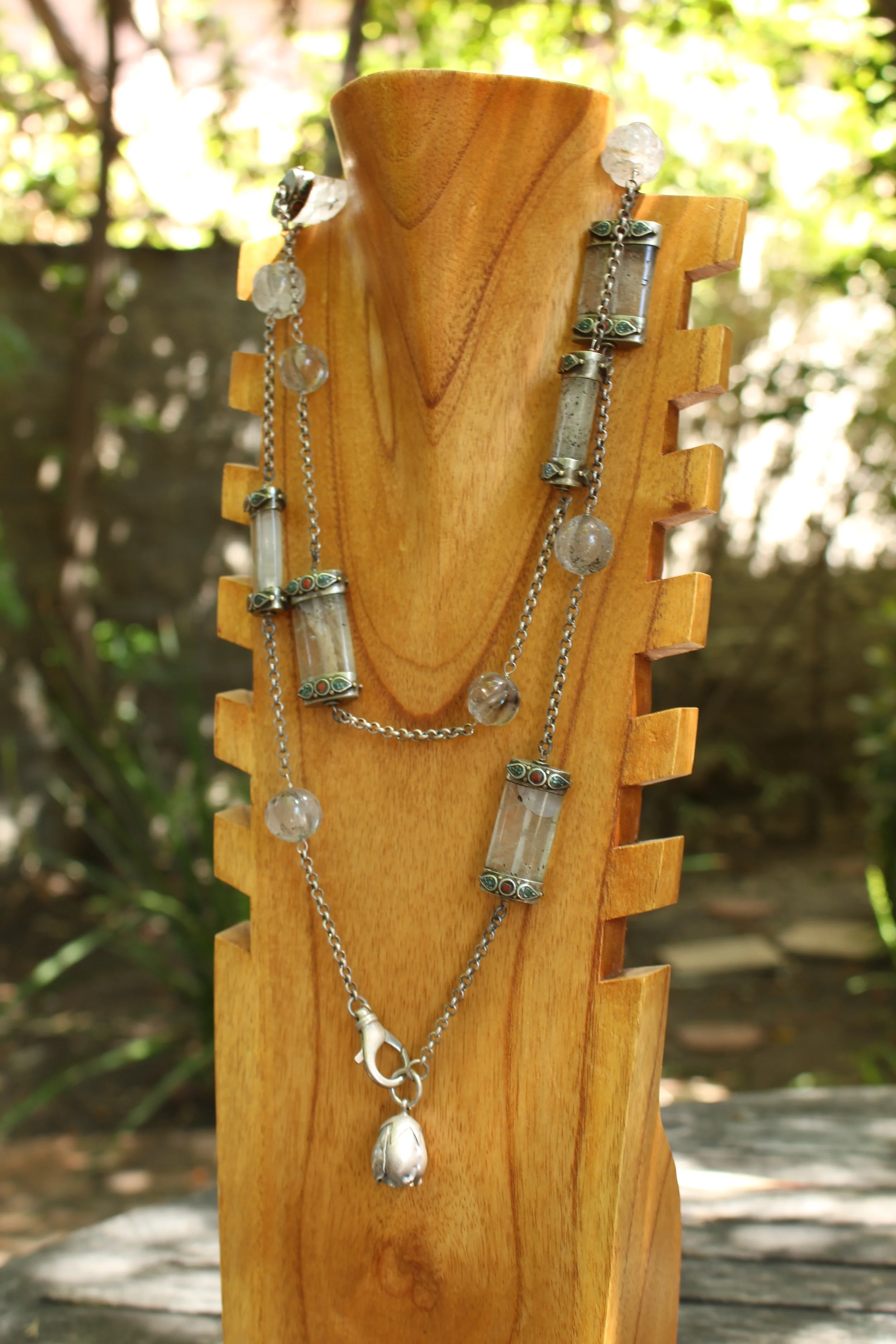 Antique Crystal Necklace Double Side