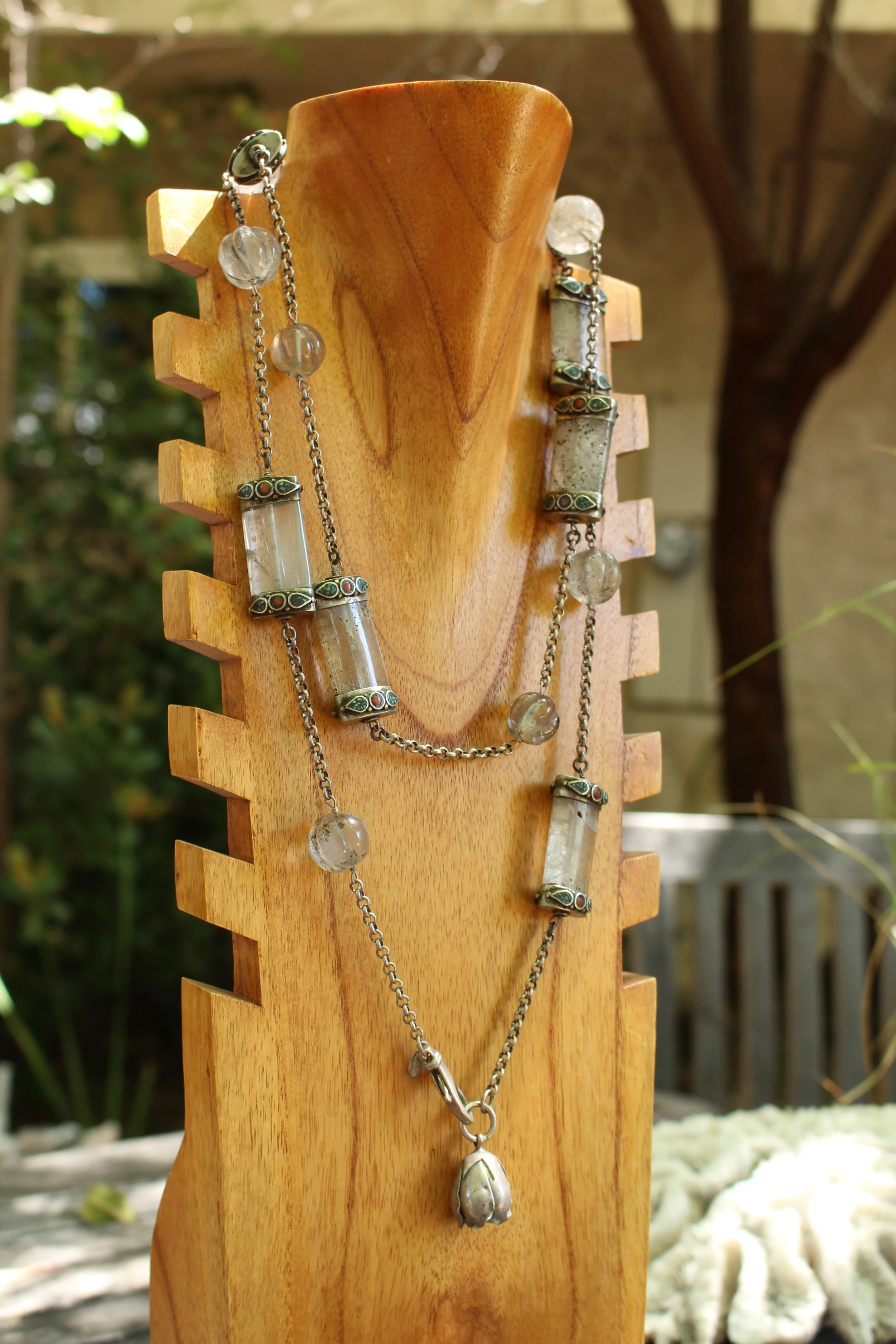 Antique Crystal Necklace Double Side Left