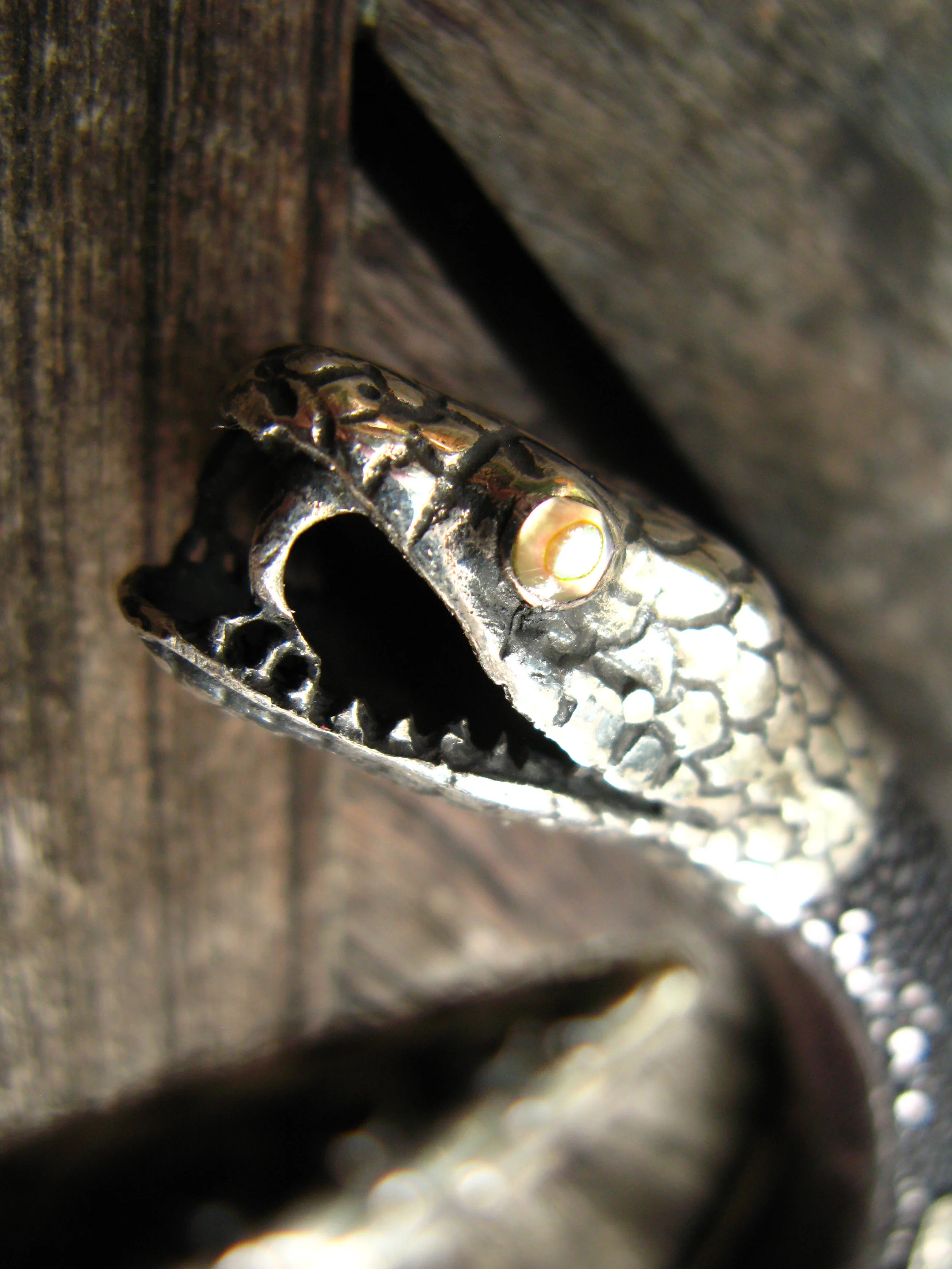 Large Black Snake Cuff Close Up
