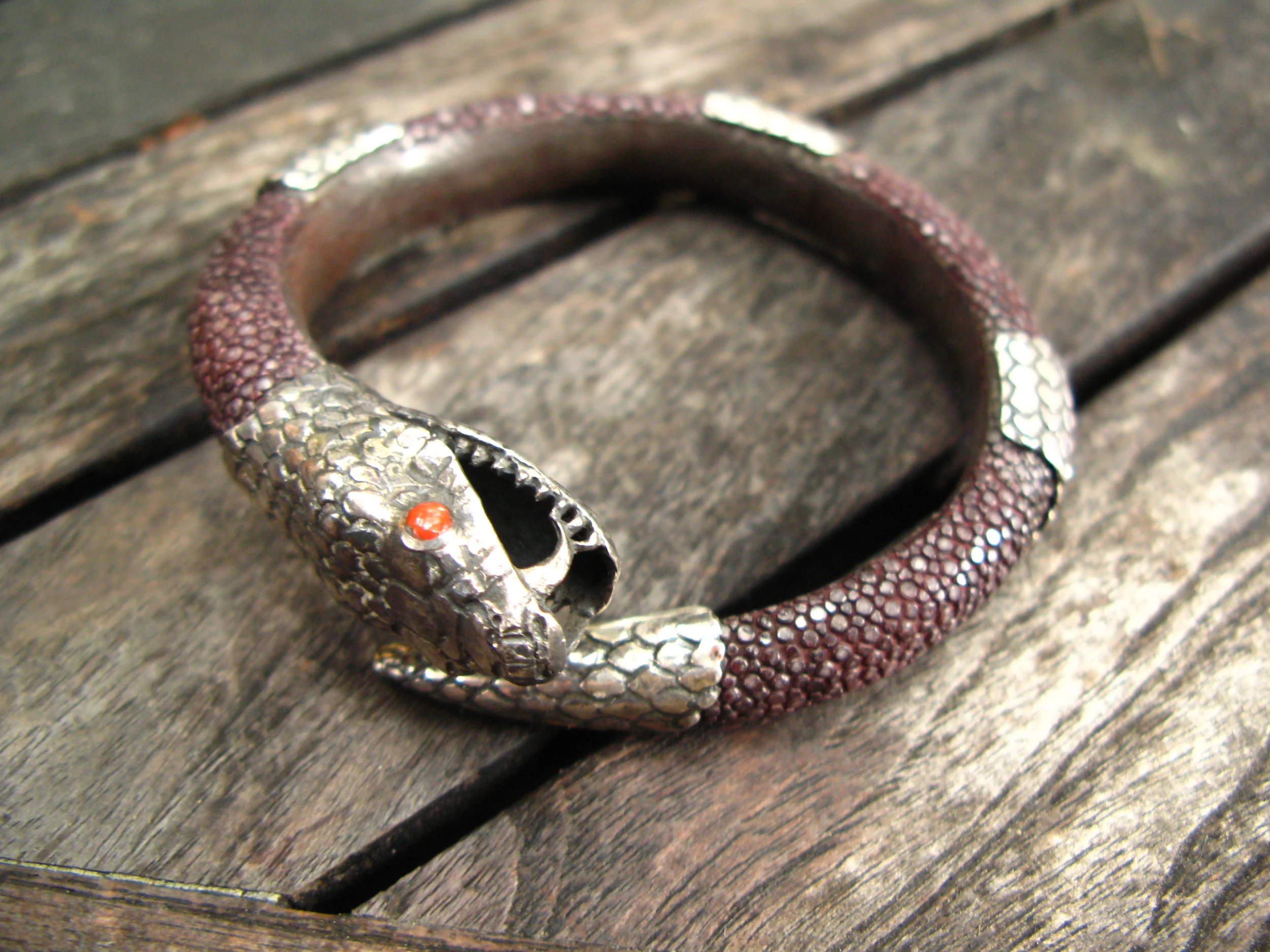 Large Red Snake Cuff Front