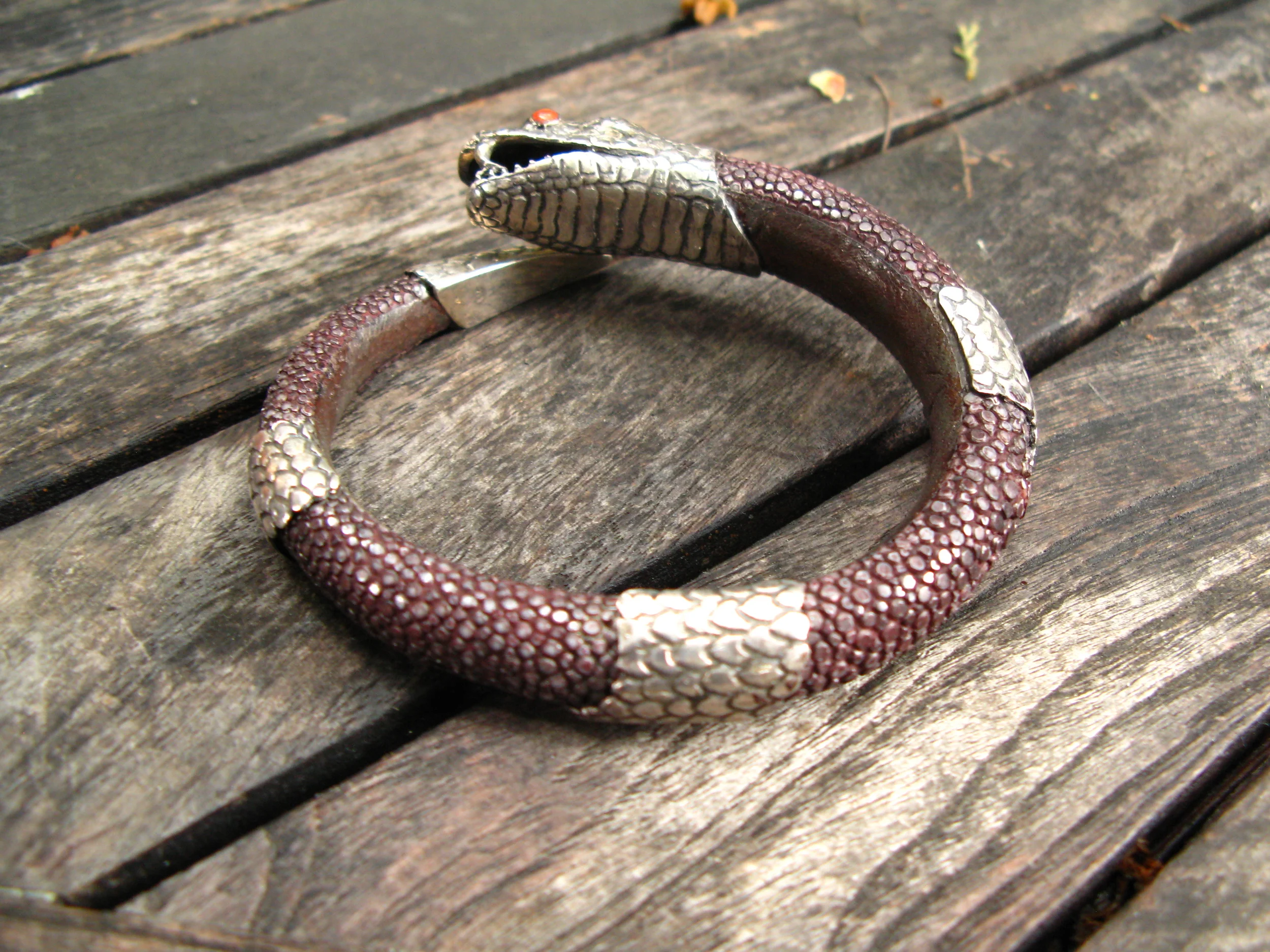 Large Red Snake Cuff Back