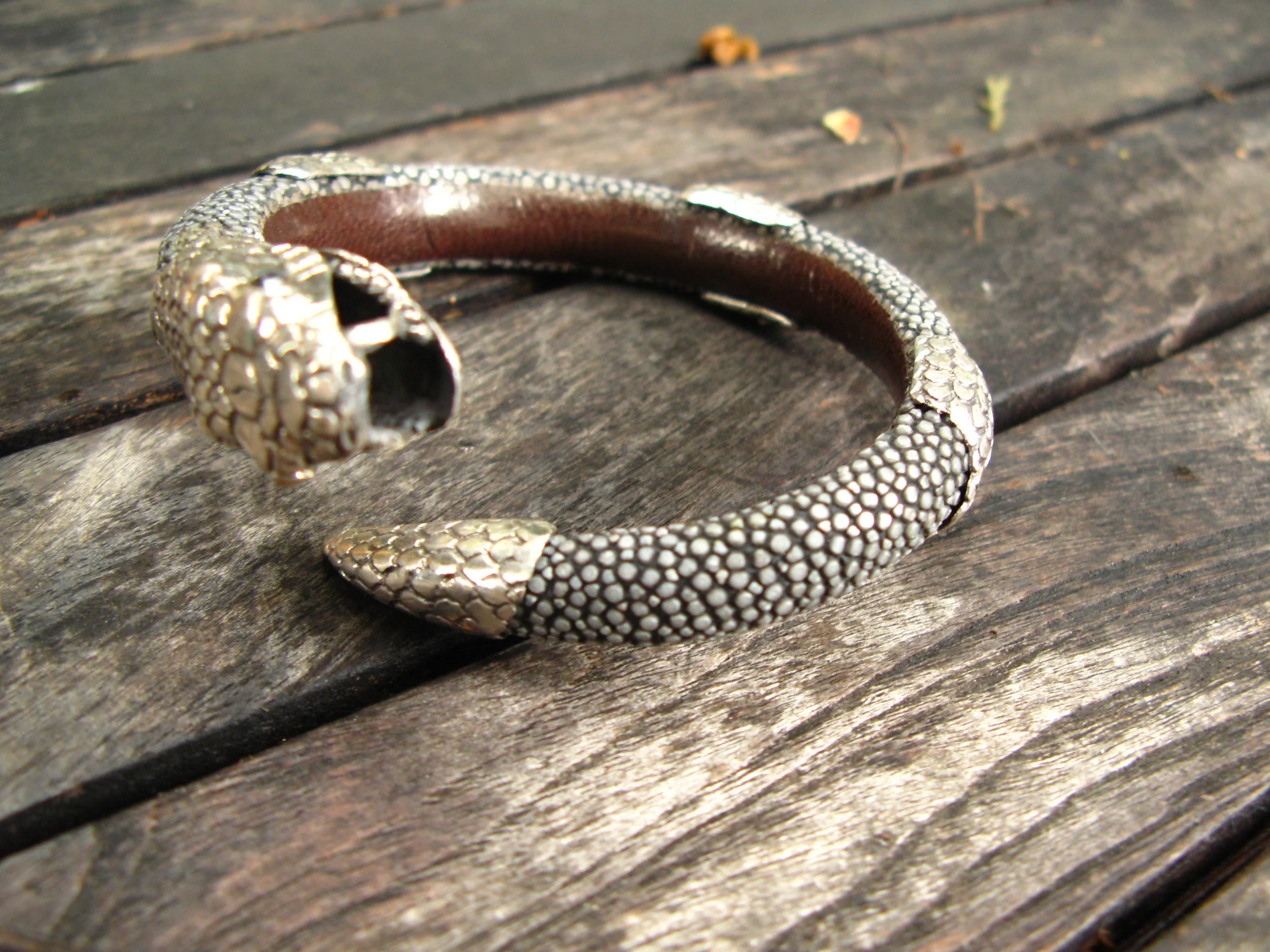 Large Gray Snake Cuff Front