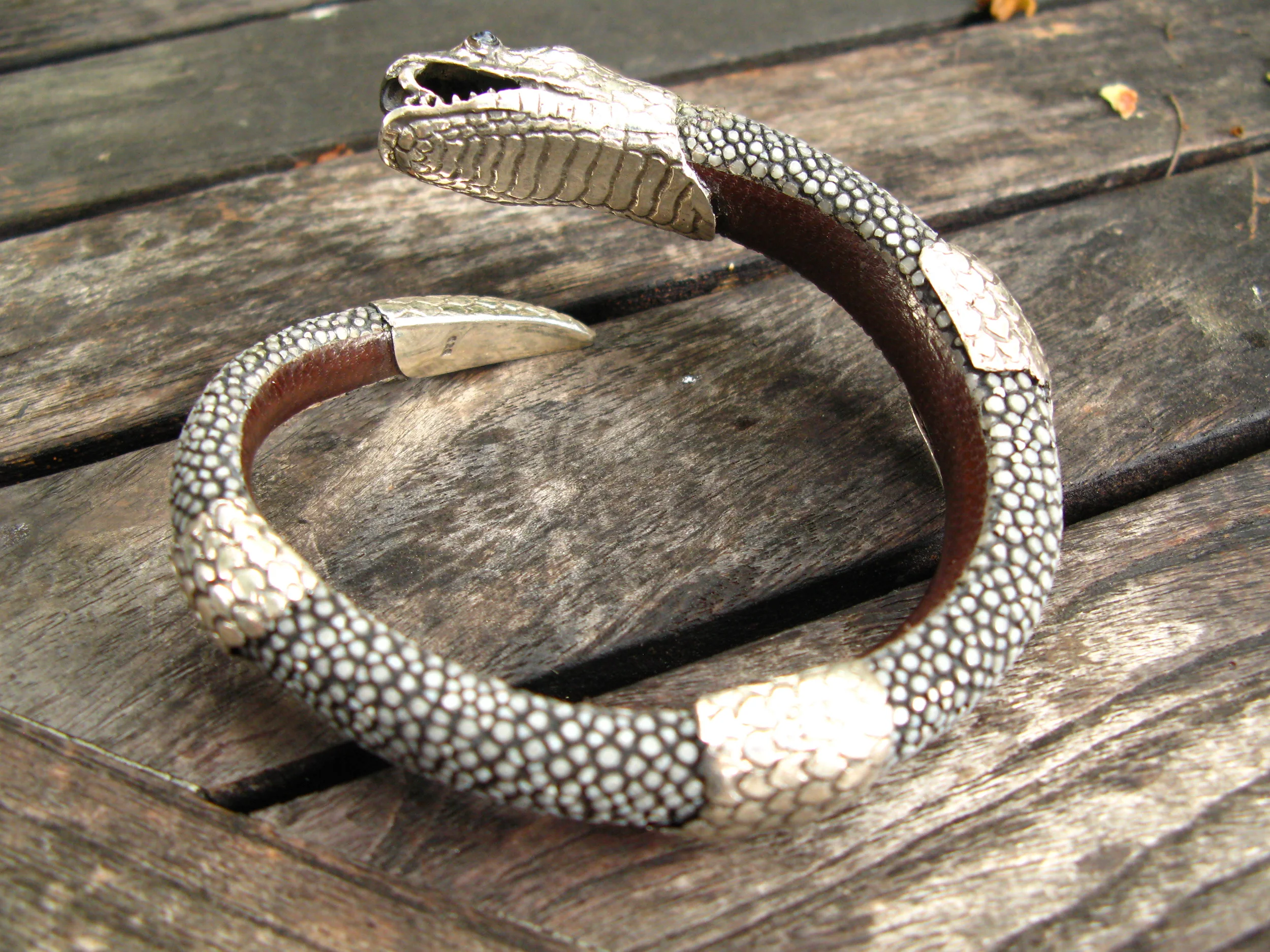 Large Gray Snake Cuff Back