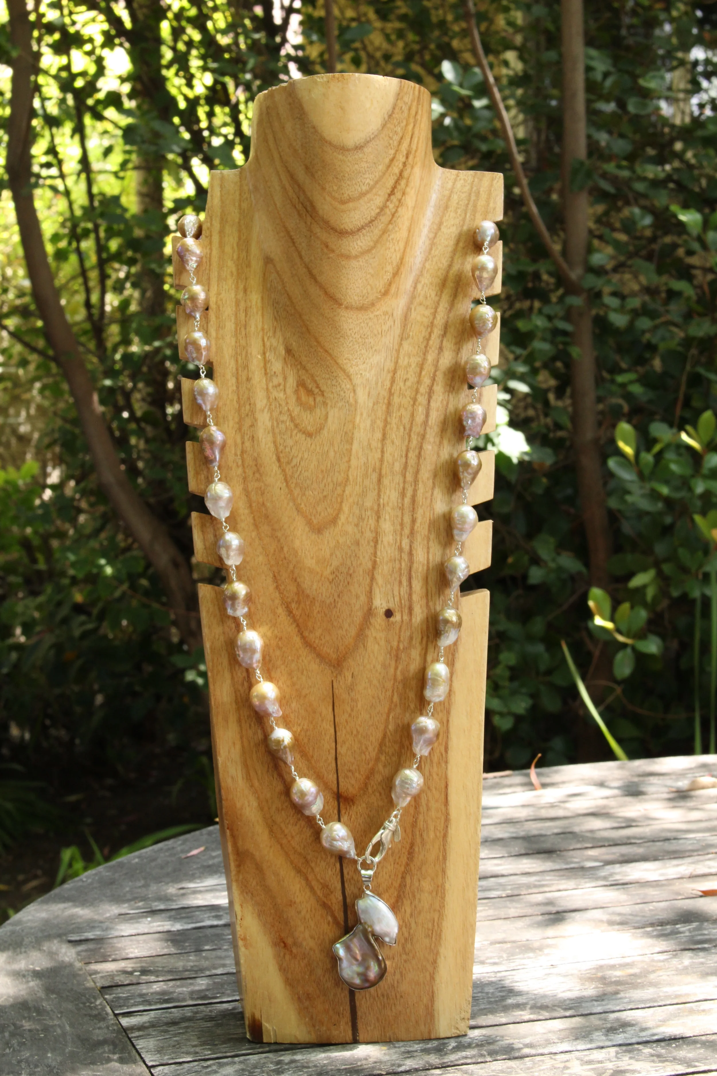 Natural Freshwater Pearl Pendant Long