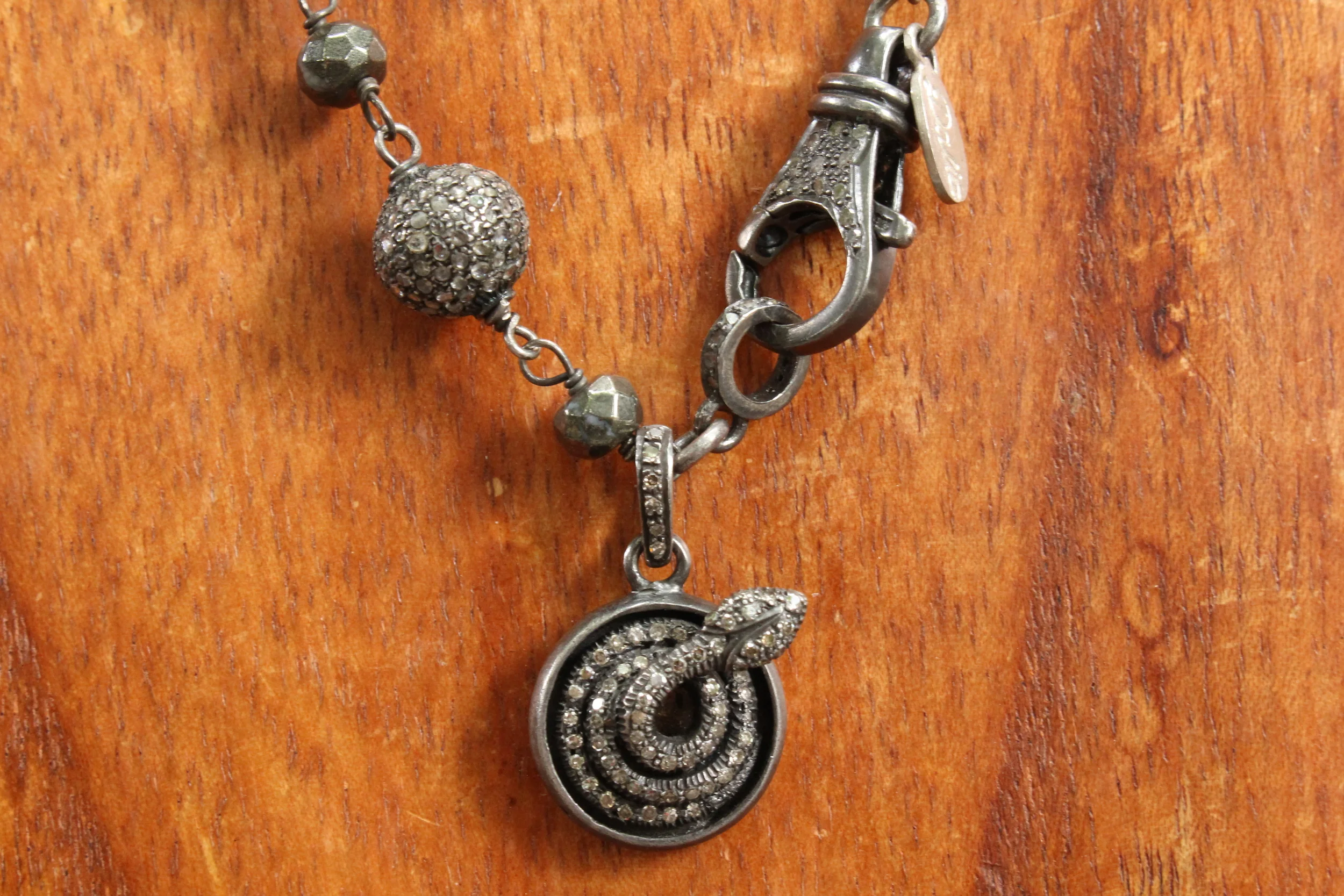 Pyrite Snake Pendant Close Up