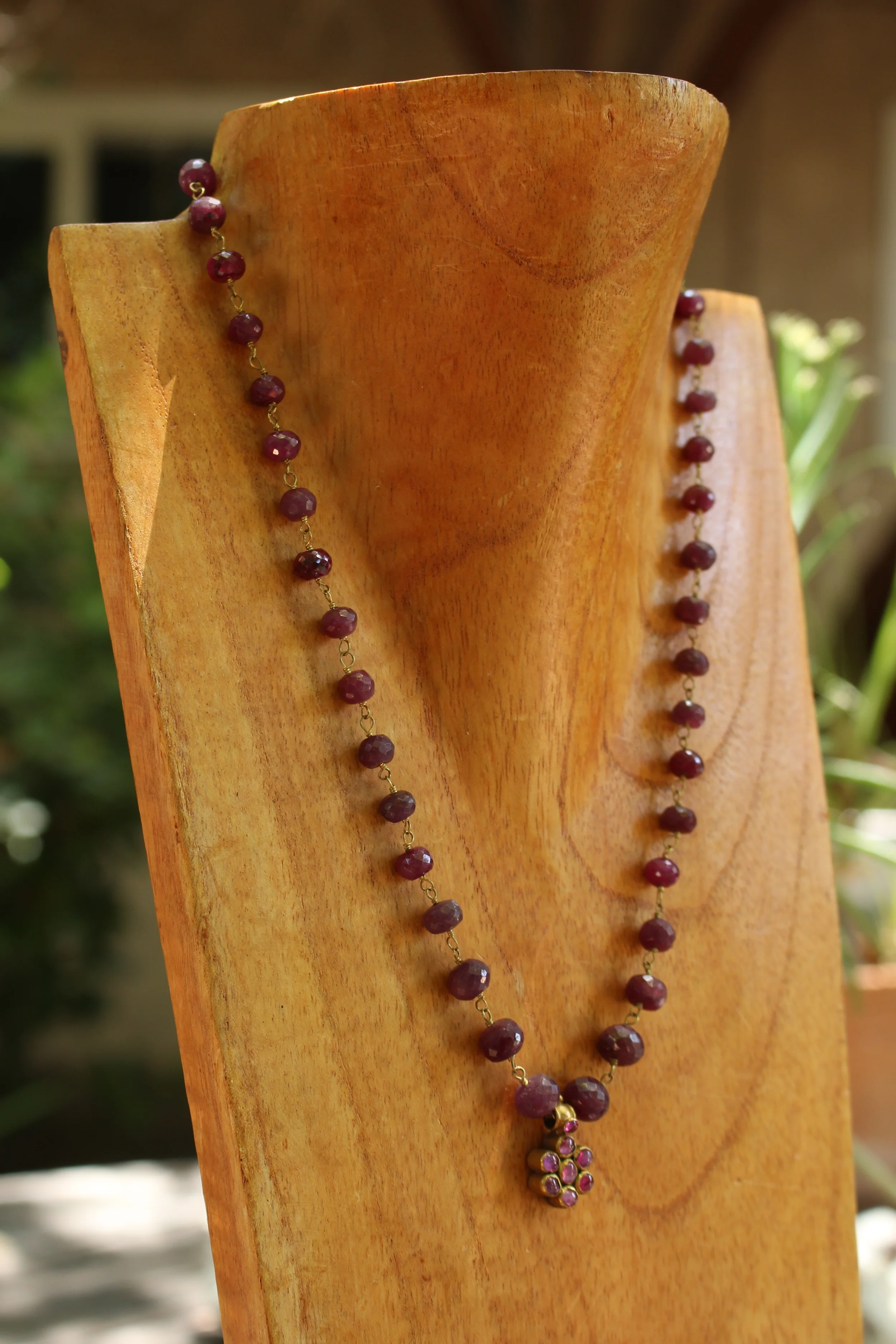 Ruby Flower Pendant Side