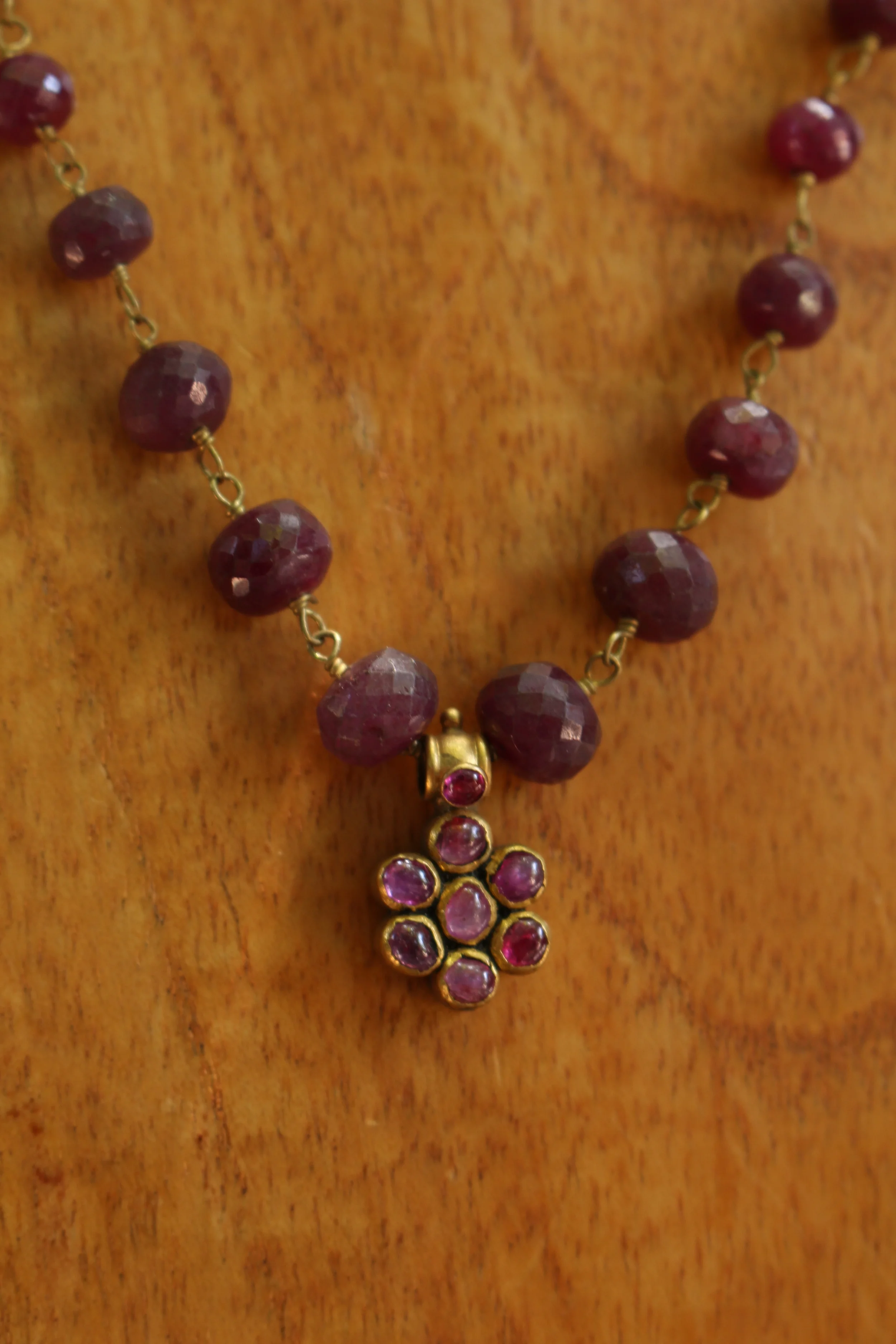 Ruby Flower Pendant Close Up