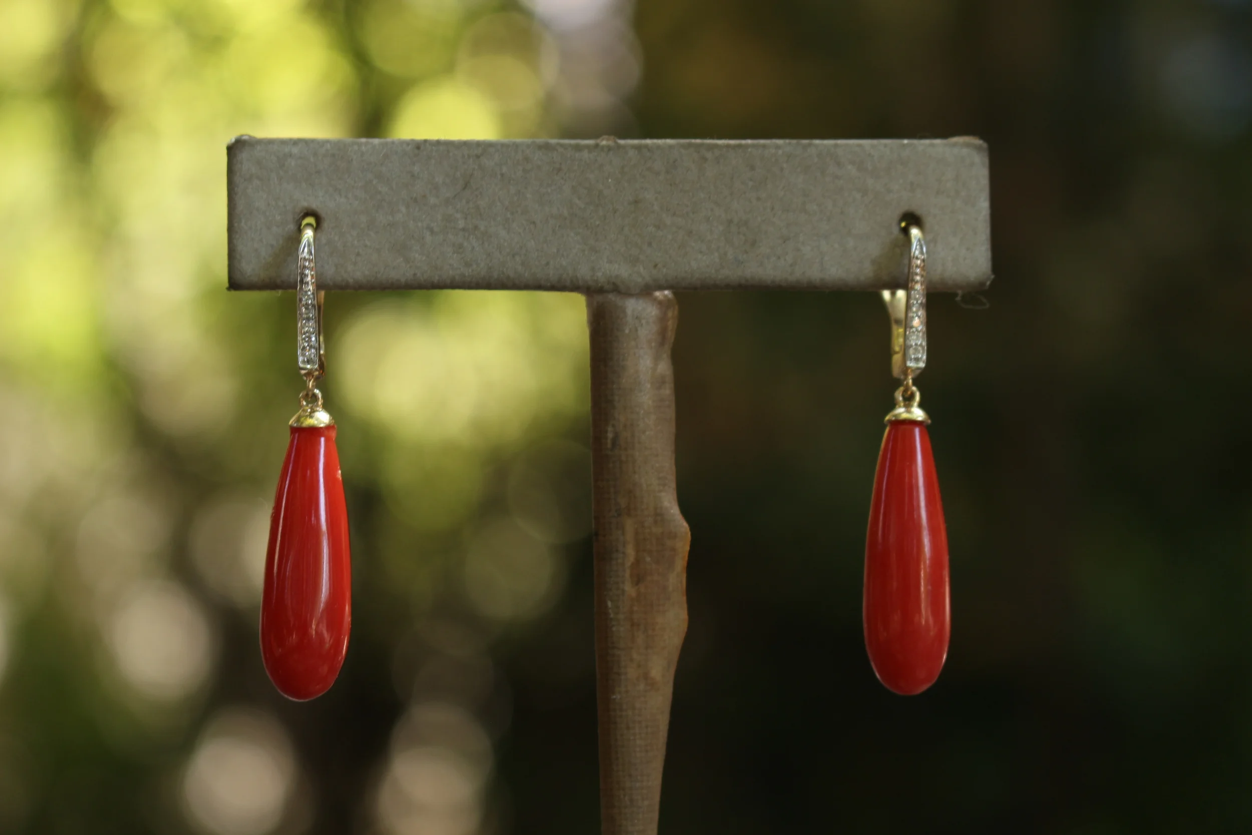 Italian Teardrop Coral Earrings Full